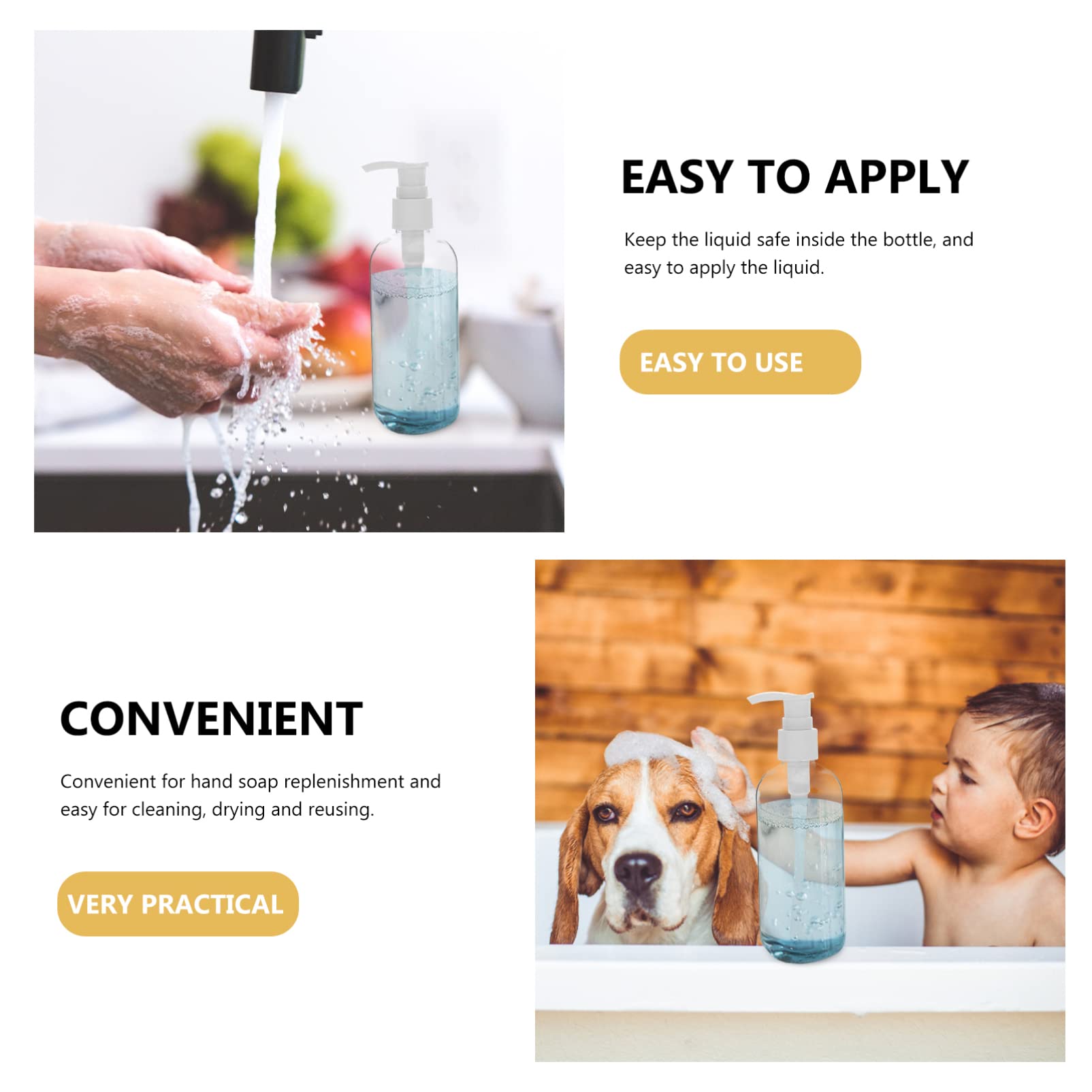 5Pcs Bathroom Lotion Dispensers | Pet Shampoo Shower Bottles | Creative Refillable Pump Bottles for Home | Perfect for Bathroom, Shower & Pet Grooming Station