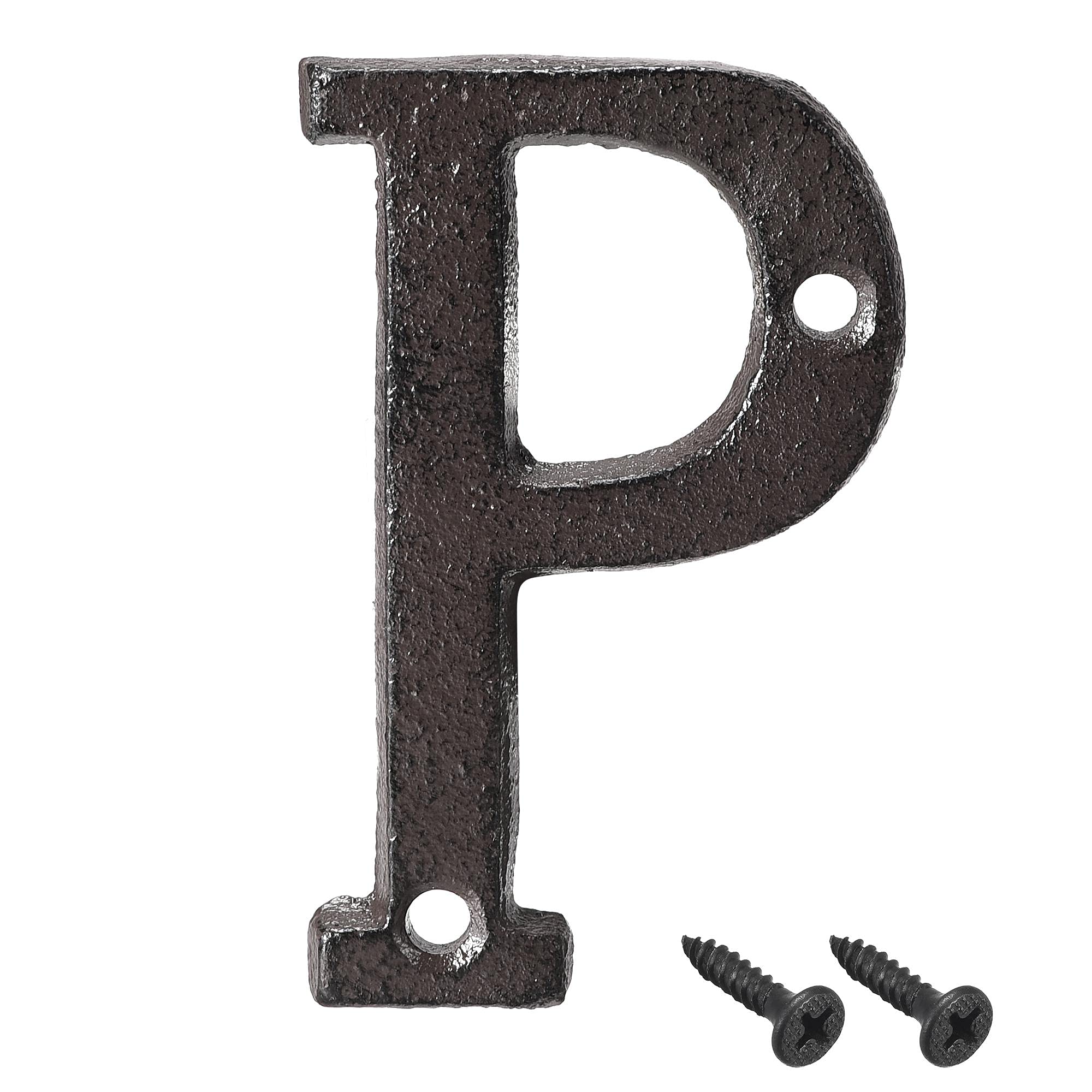 3 Inch Cast Iron Letter P - Rustic House Letter for Home, Hotel, Mailbox & Address Sign - Perfect for Front Door, Porch, Garden & Outdoor Decor