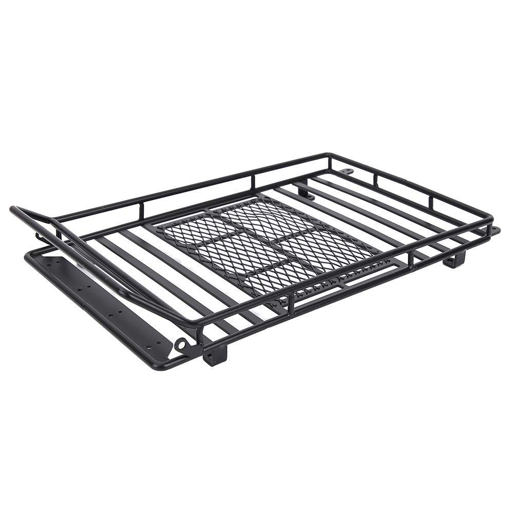 1/10 SCX10 RC Crawler Car Metal Roof Rack with LED Light - Heavy Duty Luggage Carrier Accessory for Off-Road Adventure & Camping Trips