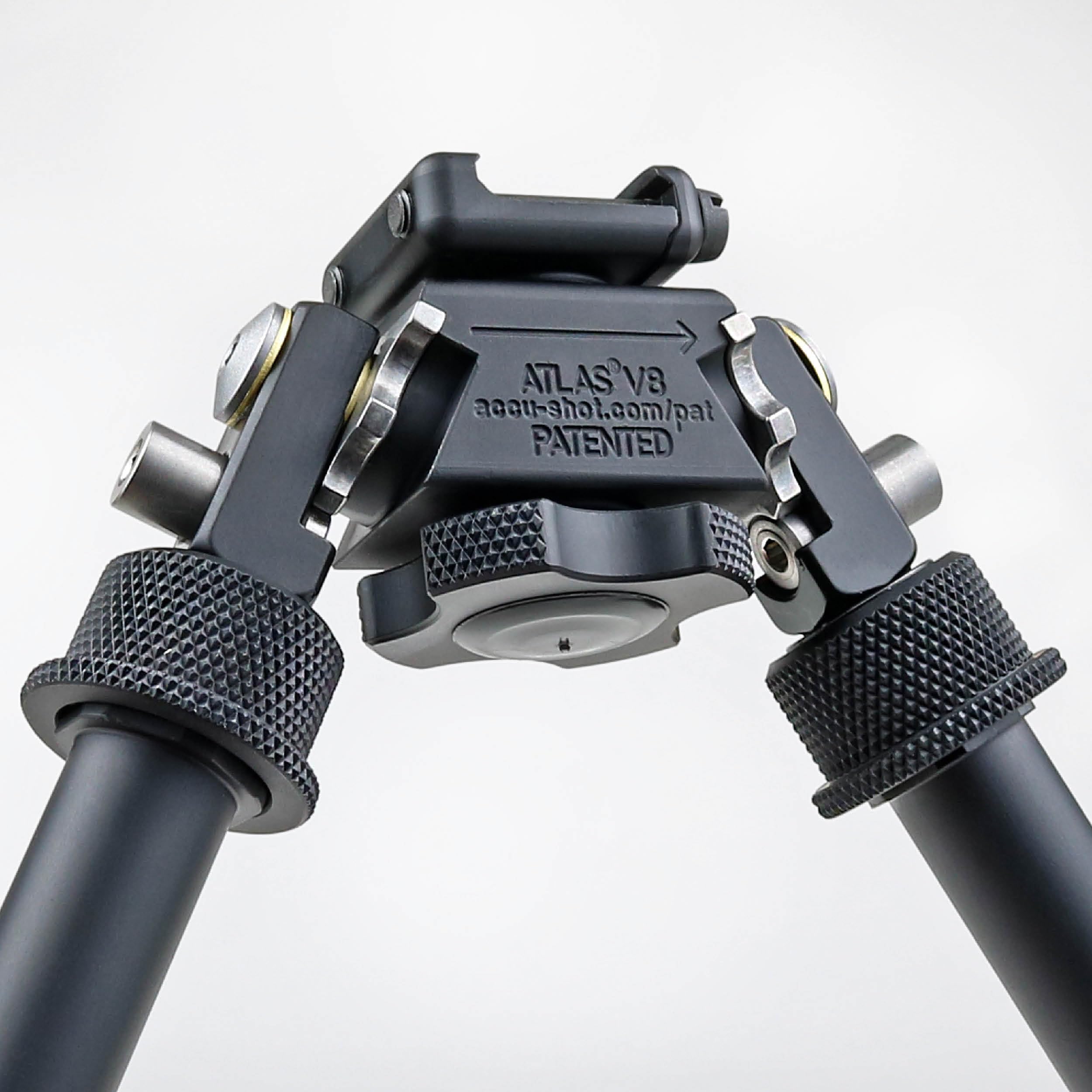 Accu-Shot Atlas BT10 V8 Bipod with Two-Screw Clamp | Includes USA Flag Patch & Jestik Microfiber Cleaning Cloth | Perfect for Precision Shooting, Hunting & Tactical Use