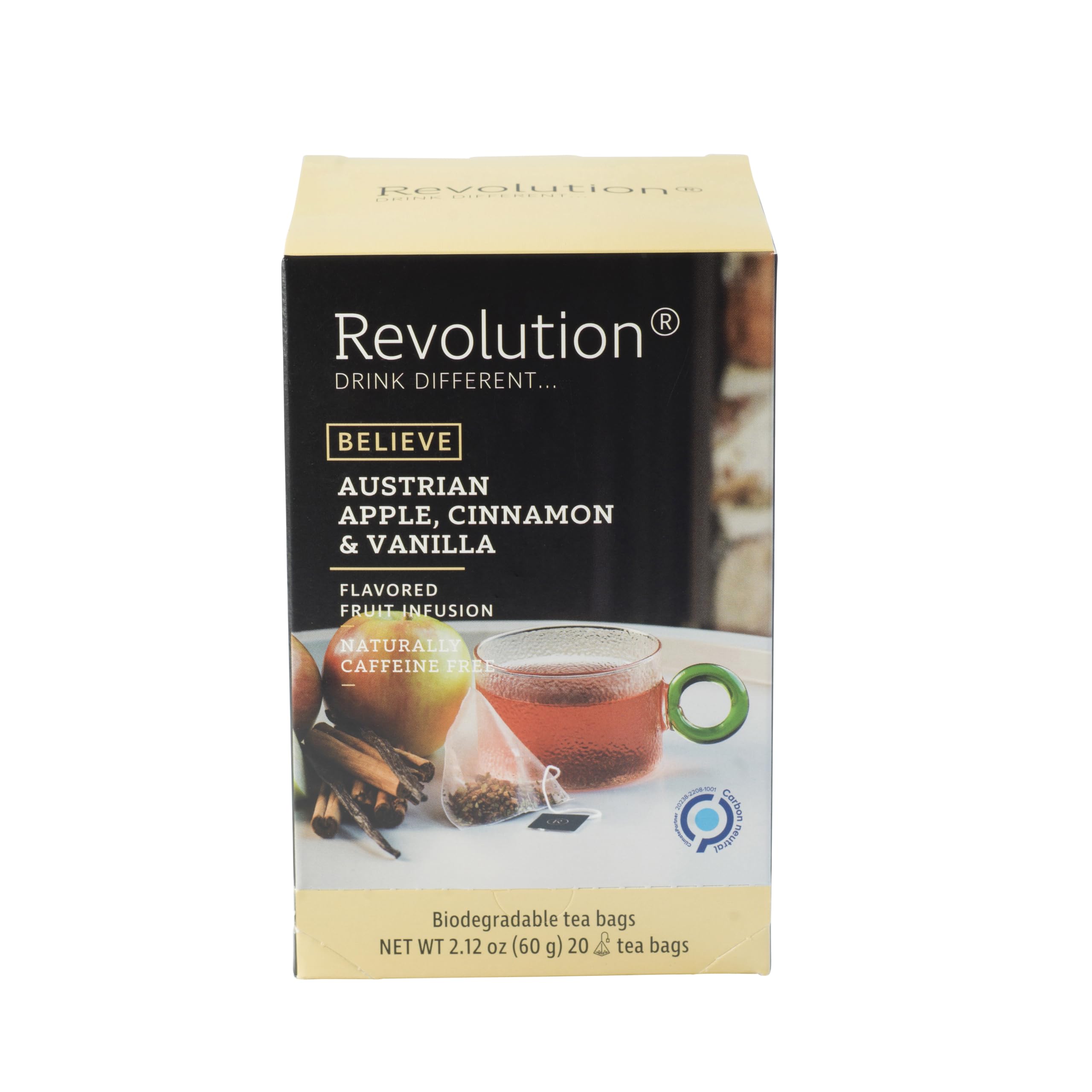 Premium Austrian Apple Cinnamon Vanilla Fruit Tea Bags - Full Leaf Loose Tea with Biodegradable Infusers - Naturally Caffeine Free Herbal Tea - 20 Count - Perfect for Afternoon Relaxation & Evening Wind Down