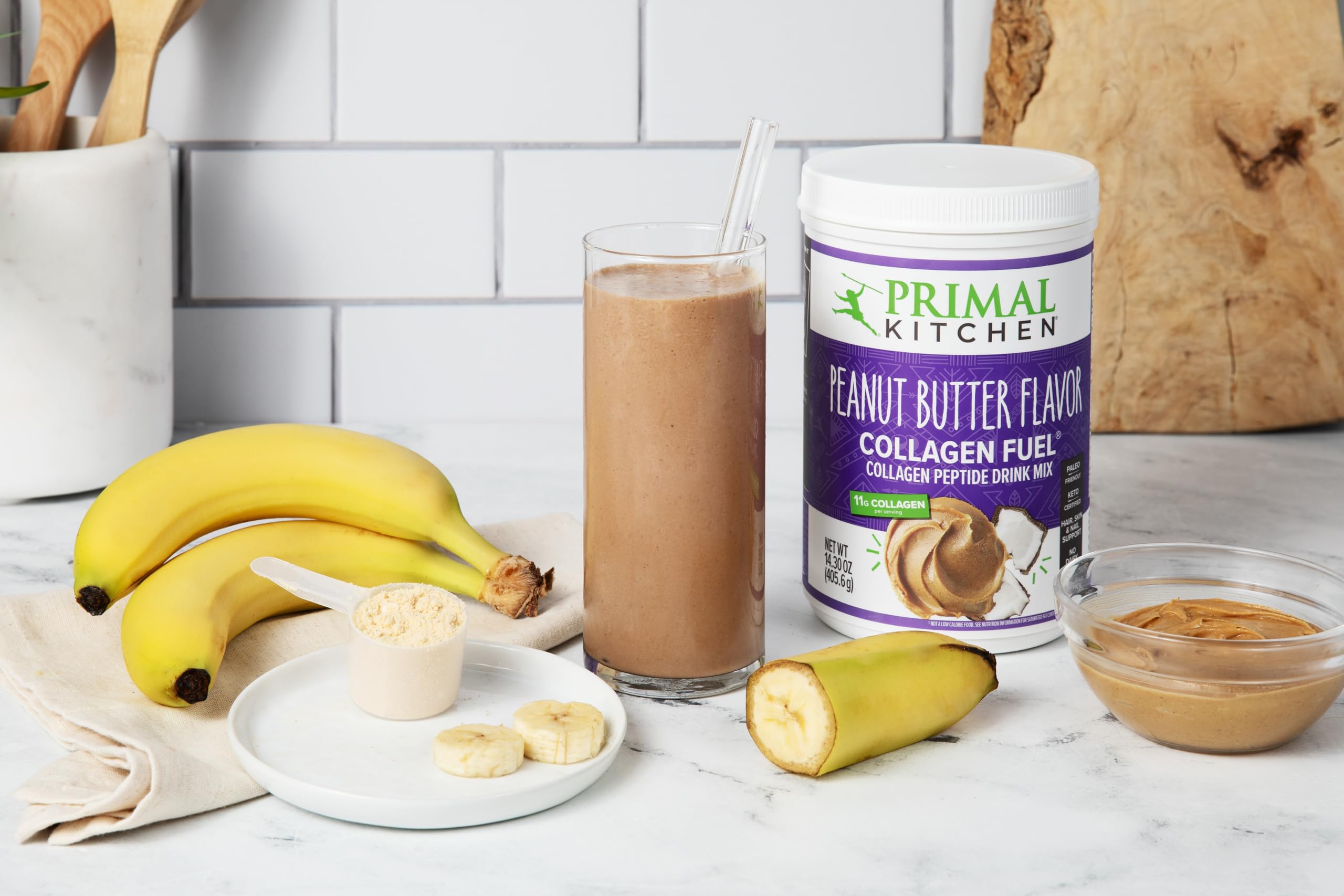Primal Kitchen Peanut Butter Flavor Collagen Fuel® Drink Mix with Collagen Peptides - Dairy Free, Keto Friendly, Paleo Protein Powder (14.3 oz) for Smoothies, Coffee & Post-Workout Recovery