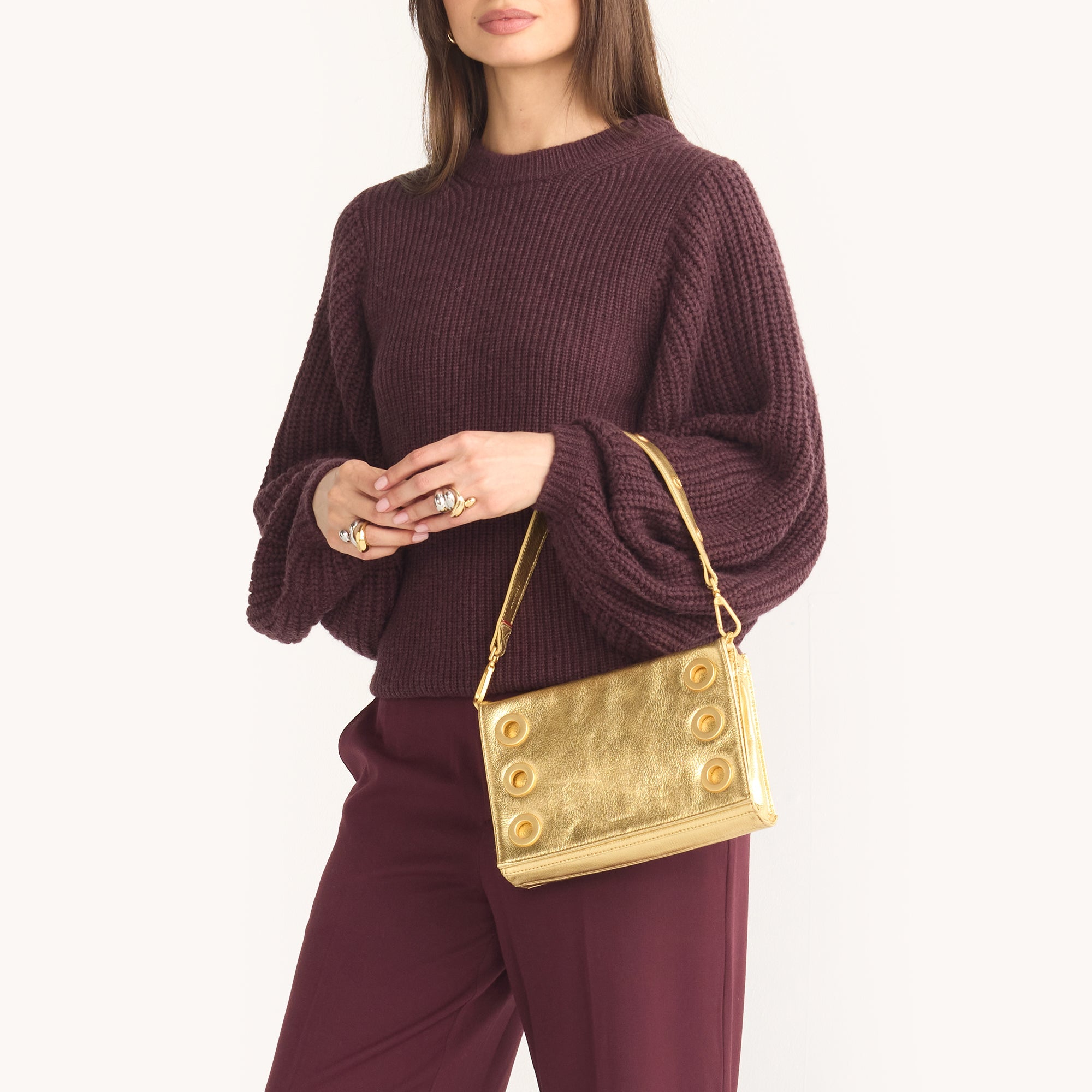 Montana Clutch - Gala Gold & Brushed Gold Hammered Small Crossbody Bag for Women | Perfect for Parties, Weddings & Evening Events