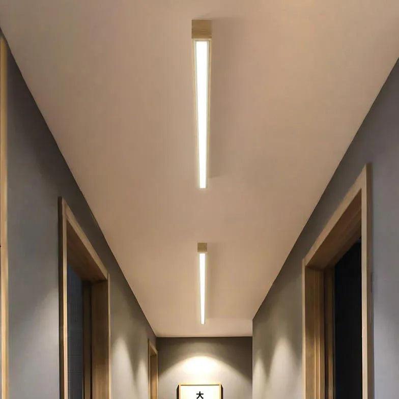 Modern Rectangular LED Wooden Hallway Ceiling Light Fixture - Energy Efficient Dimmable Lighting for Entryway, Corridor, and Staircase - Perfect for Home, Office, and Commercial Spaces