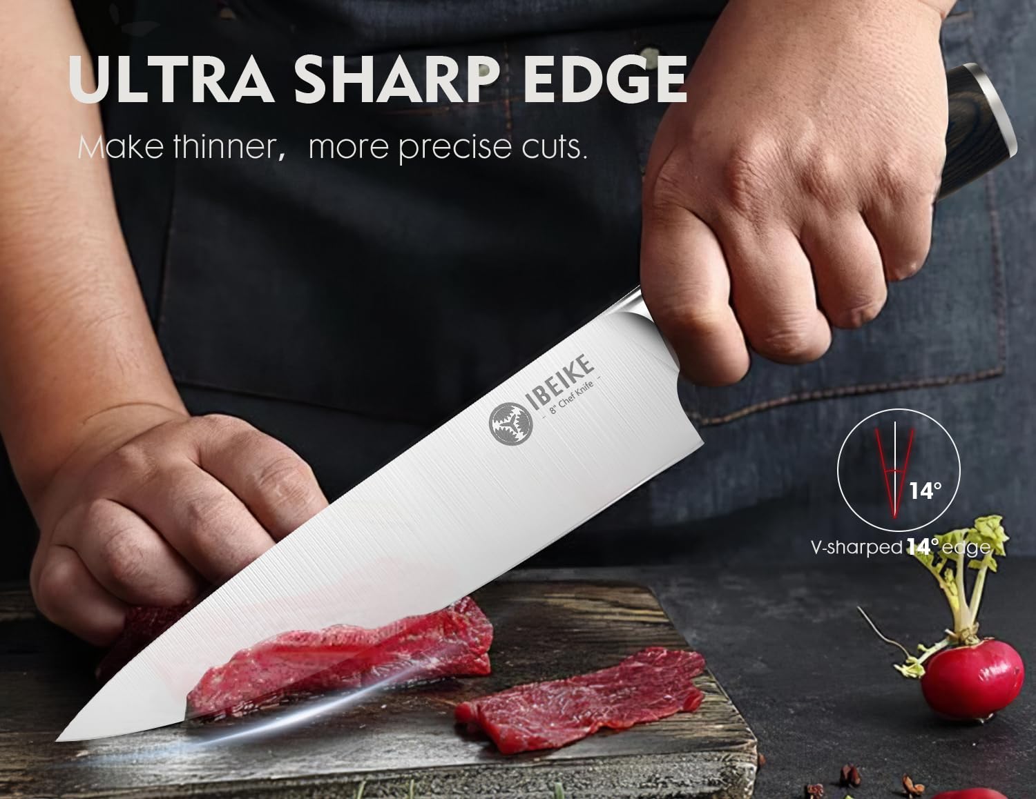 7-Piece Professional Chef Knife Set - High Carbon Stainless Steel Japanese-Style Kitchen Knives with Red Pakkawood Handle, Full-Tang Ergonomic Design - Perfect for Home Chefs, Restaurant Cooking & Culinary Gifts