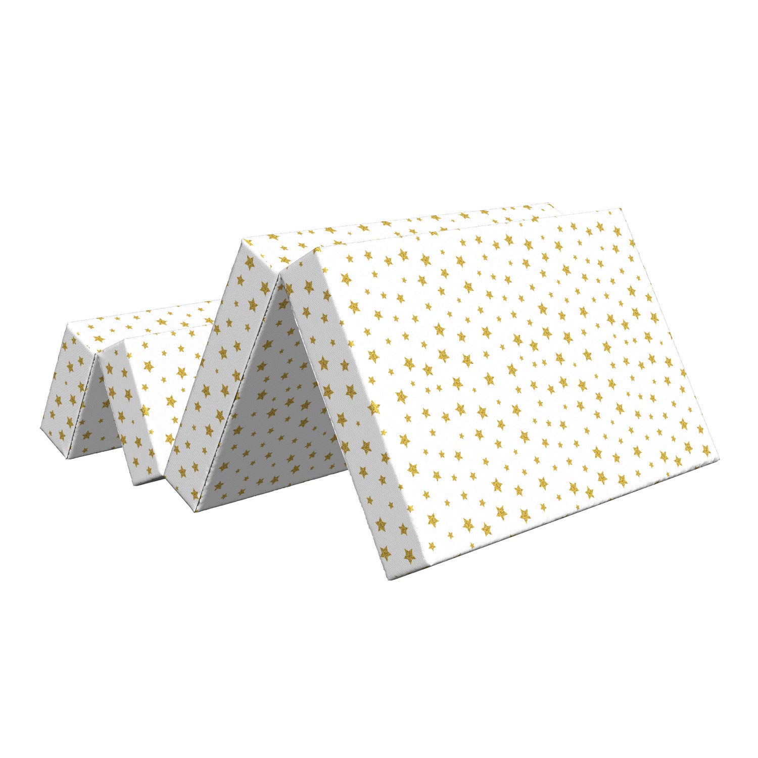 Ambesonne Birthday Foldable Mattress - Yellow Stars Pattern 74.8
