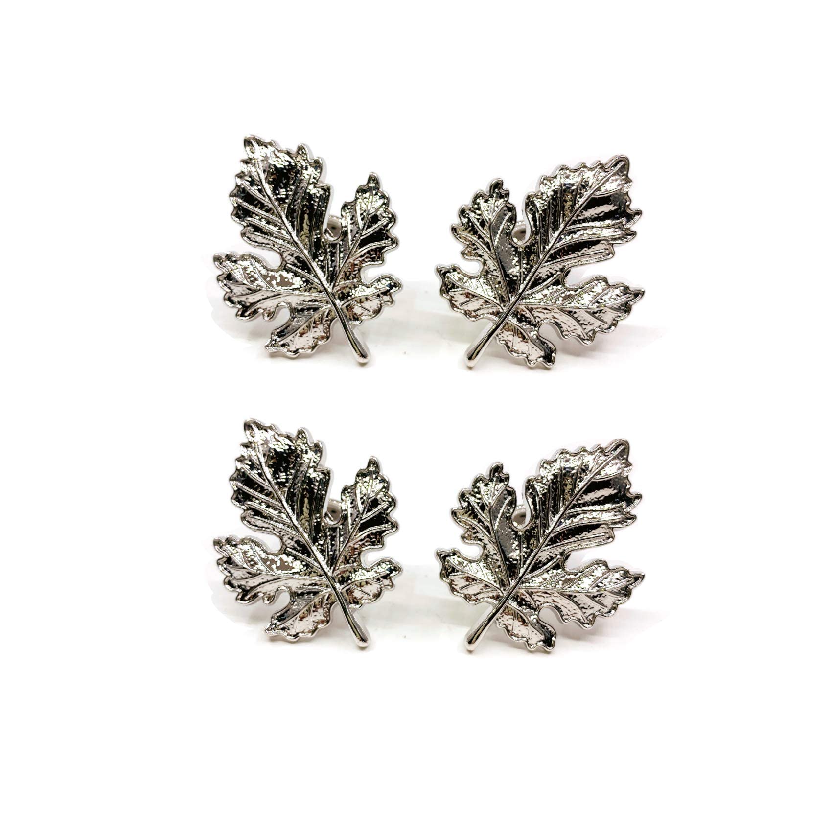 Maple Leaf Drawer Knobs - Silver Set of 4 - Farmhouse Cabinet Pulls for Home Decor & Housewarming Gifts
