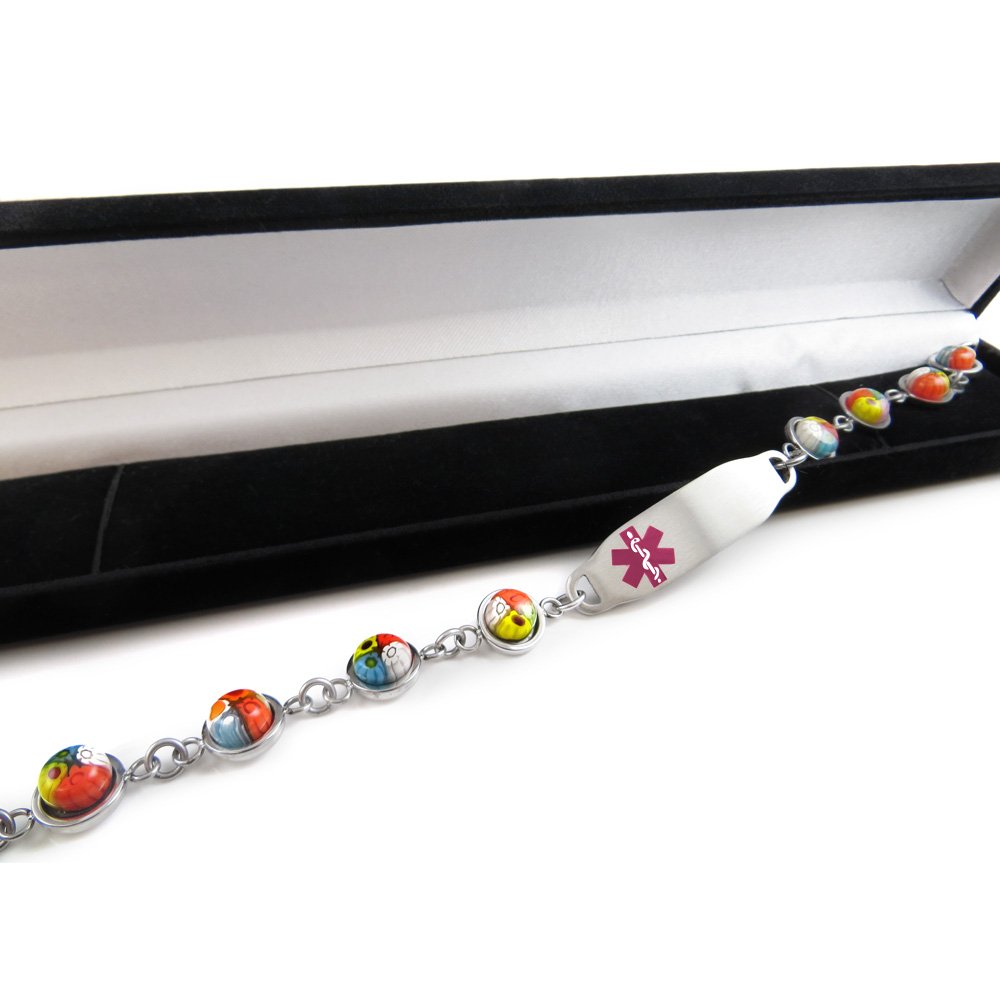 Custom Blood Thinners Medical Bracelet - Millefiori Glass for Emergency ID