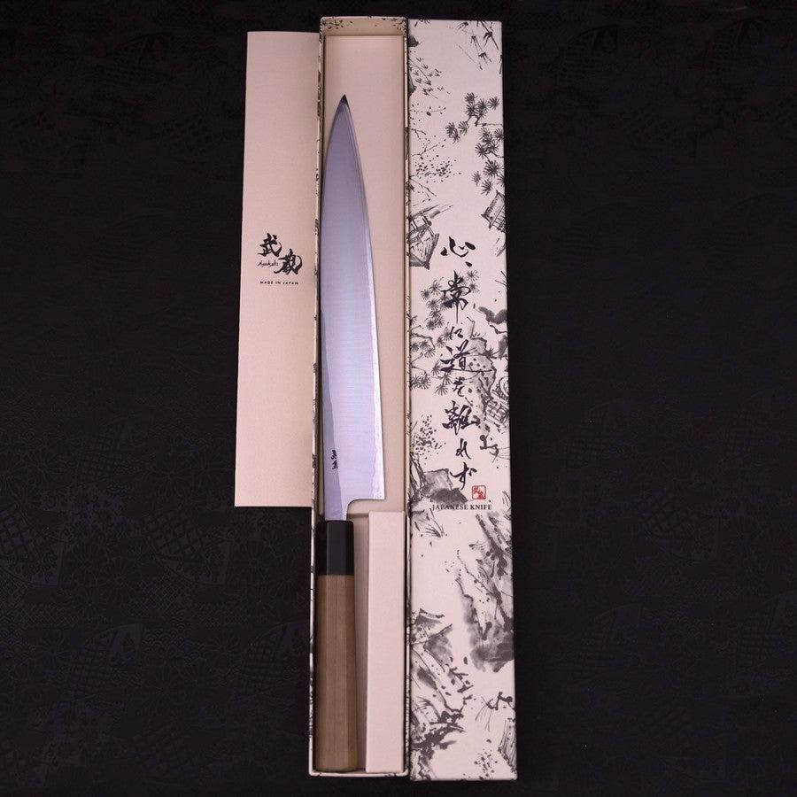 Premium Yanagiba Sushi Knife 270mm - Left Handed White Steel #1 with Buffalo Magnolia Handle - Perfect for Sushi Chefs & Japanese Cuisine Preparation