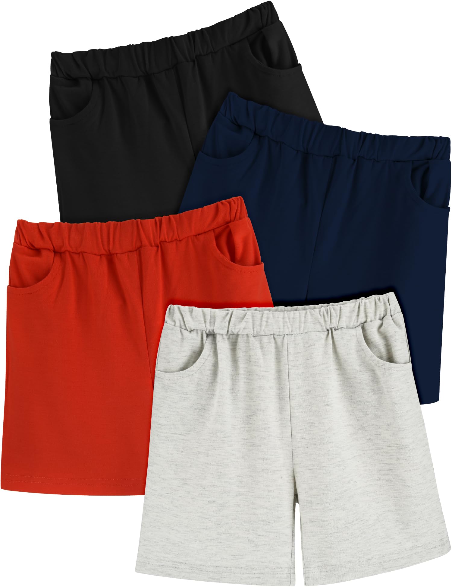 Boys Athletic Shorts 4-Pack - Quick Dry Jogger for Toddler Play & Outdoor
