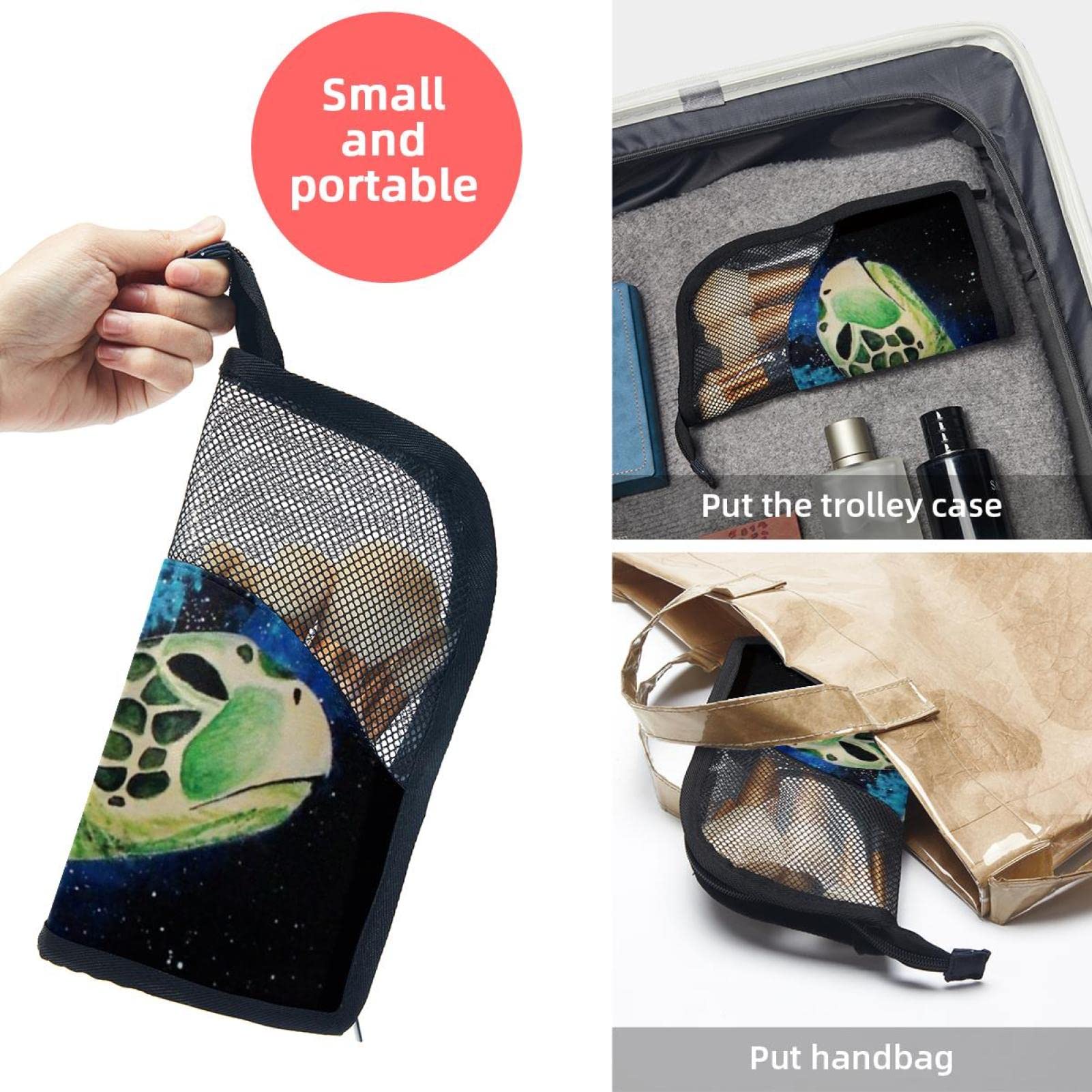 Premium Makeup Brush Organizer Bag with 12 Slots - Ocean World Sea Turtle Galaxy Design - Portable Waterproof Cosmetic Brush Holder Case for Travel, Home & Professional Makeup Artists