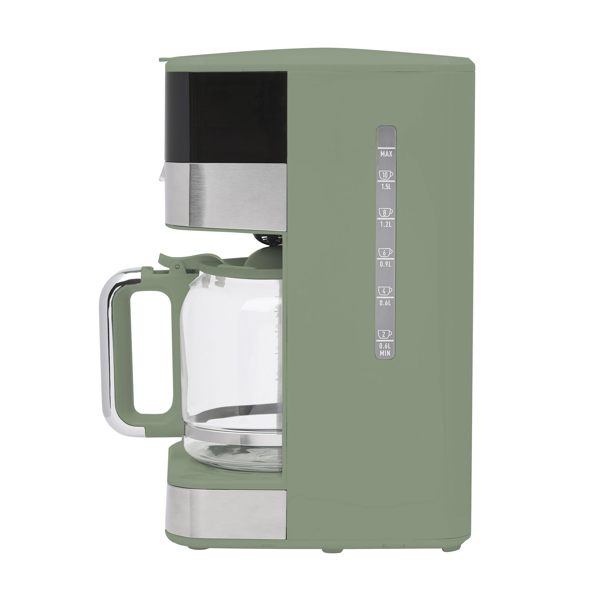 Haden Programmable 12-Cup Drip Coffee Maker with Glass Carafe - Green & Chrome Stainless Steel - Perfect for Home, Office, and Cafe Use