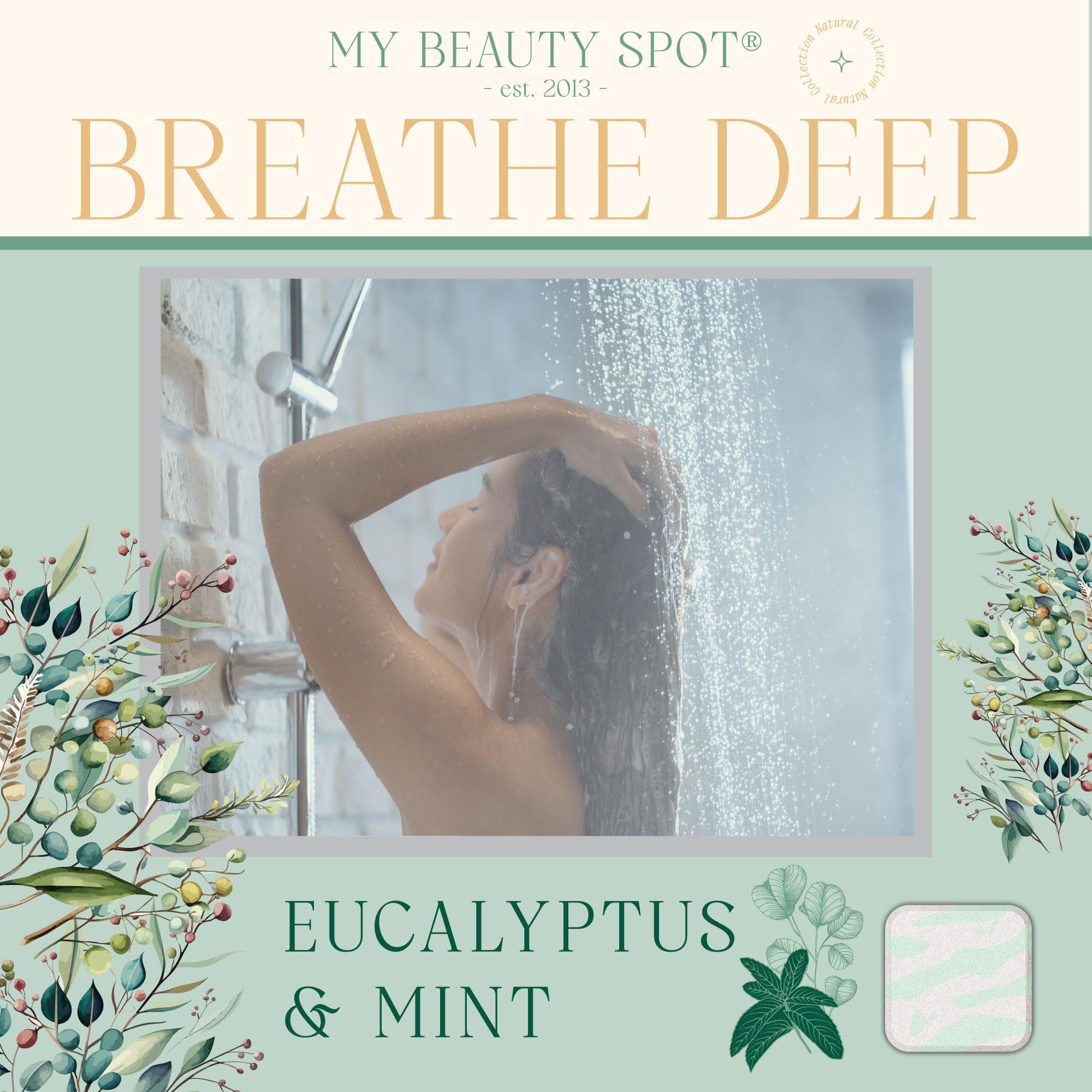 My Beauty Spot Aromatherapy Shower Steamers - 6pcs Eucalyptus, Mint, Lavender, Jasmine & Rose Essential Oil Shower Tablets for Relaxation, Stress Relief & Spa-Like Experience at Home