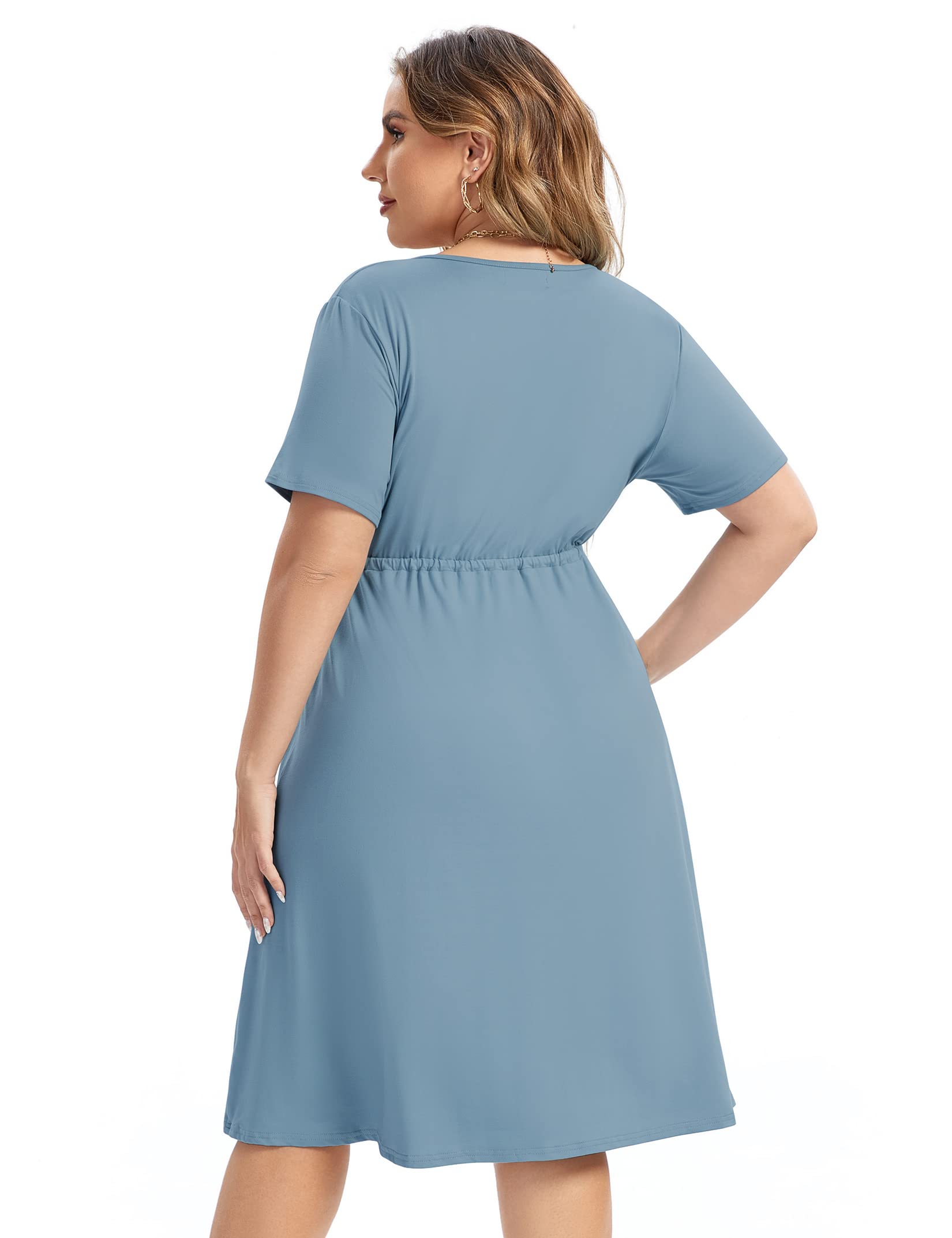 KOJOOIN Women's Plus Size Casual Floral Print Dress - Short Sleeve V-Neck A-Line Ruffle Summer Dress for Women | Perfect for Beach, Party & Everyday Wear