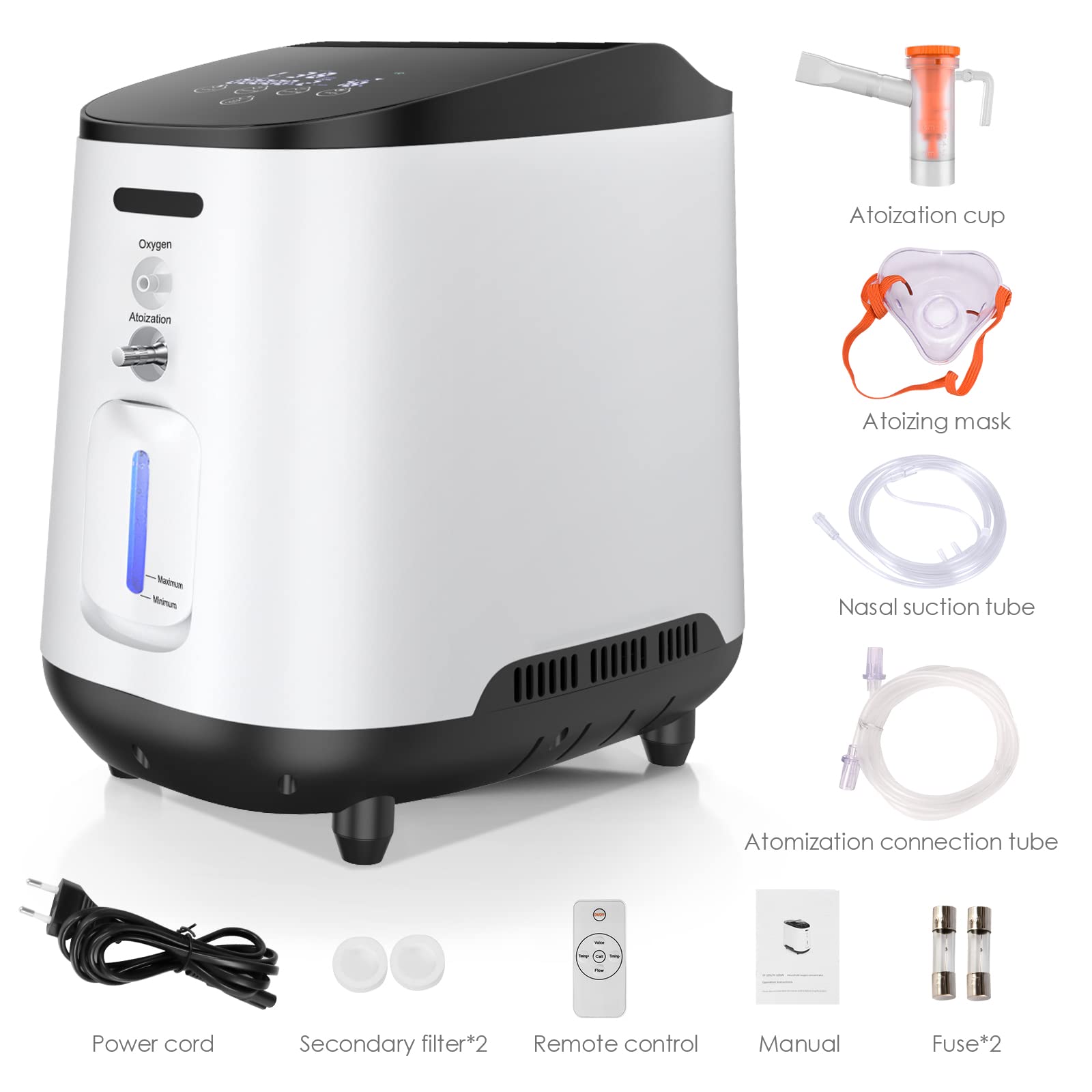1-7 Liter Adjustable Household Oxygen Concentrator Machine for Home Use - 93% Oxygen Purity, Continuous Flow Generator - Perfect for COPD Patients, Elderly Care & High Altitude Travel