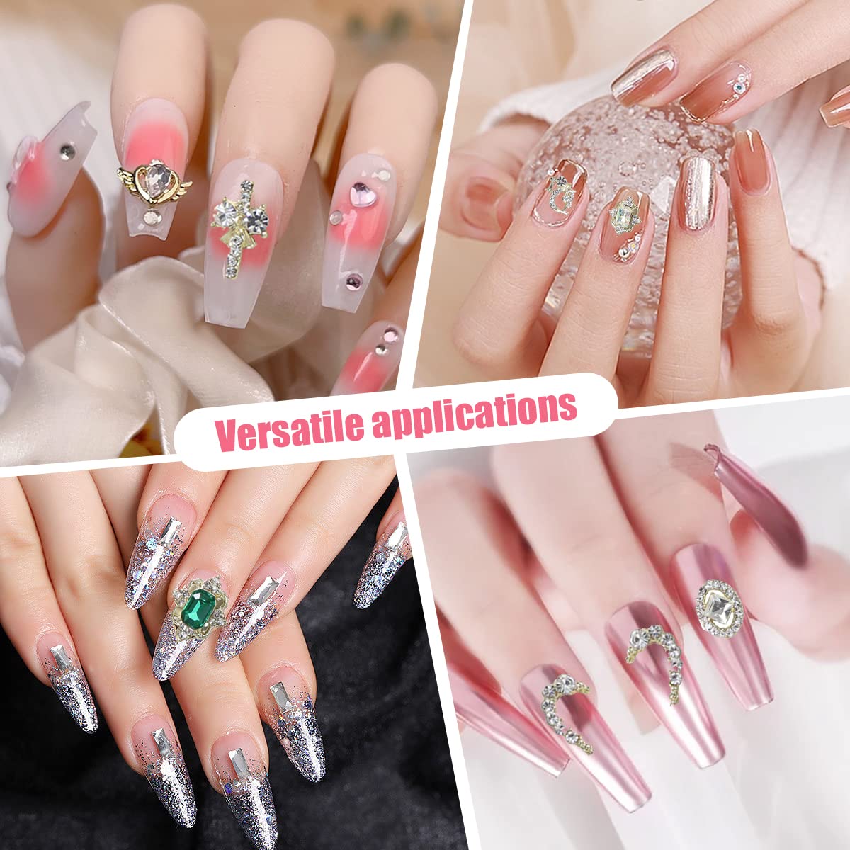 40PCS Luxury Pearl Butterfly Bow Flower Rhinestones - Gold & Silver 3D Nail Art Charms for DIY Nail Design, Manicure Decorations & Crafting | Perfect for Bridal, Party, Salon & Special Occasion Nail Art