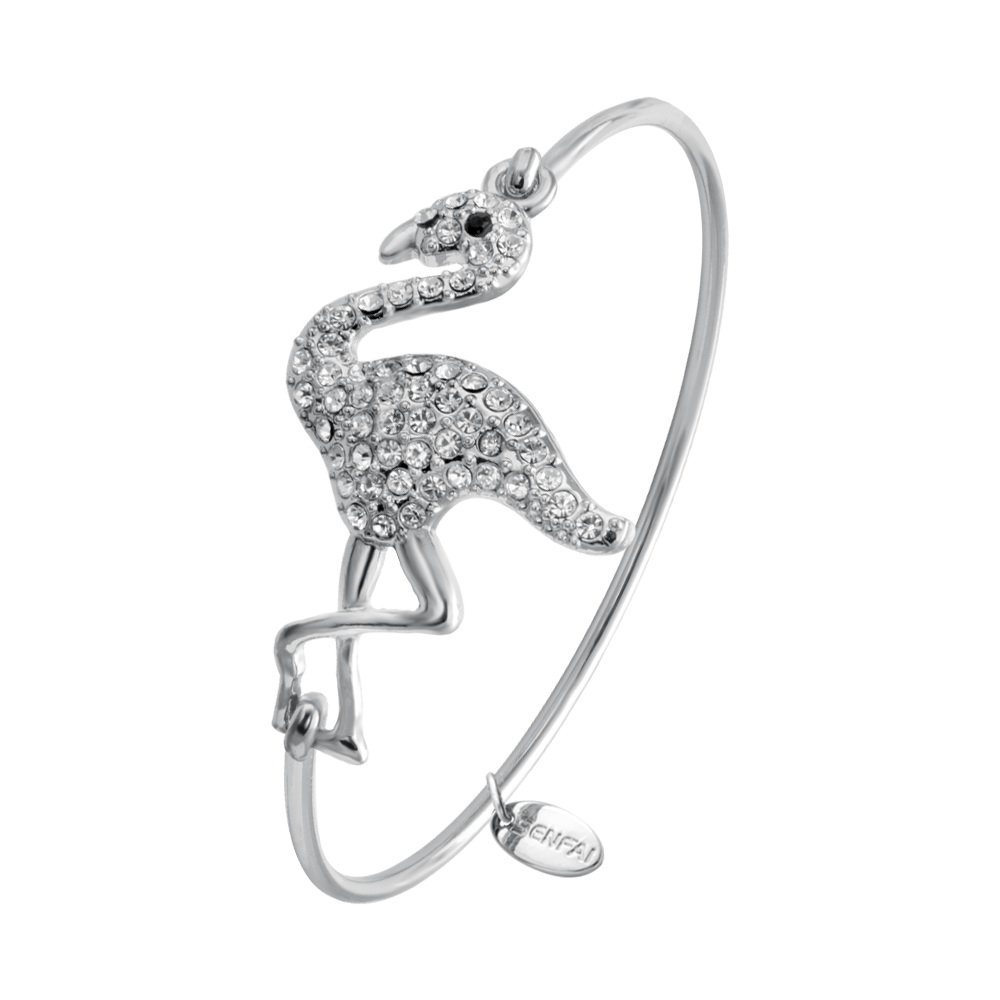 Sparkling Rhinestone Flamingo Bangle Bracelet for Women - Elegant Jewelry for Parties, Weddings & Everyday Wear