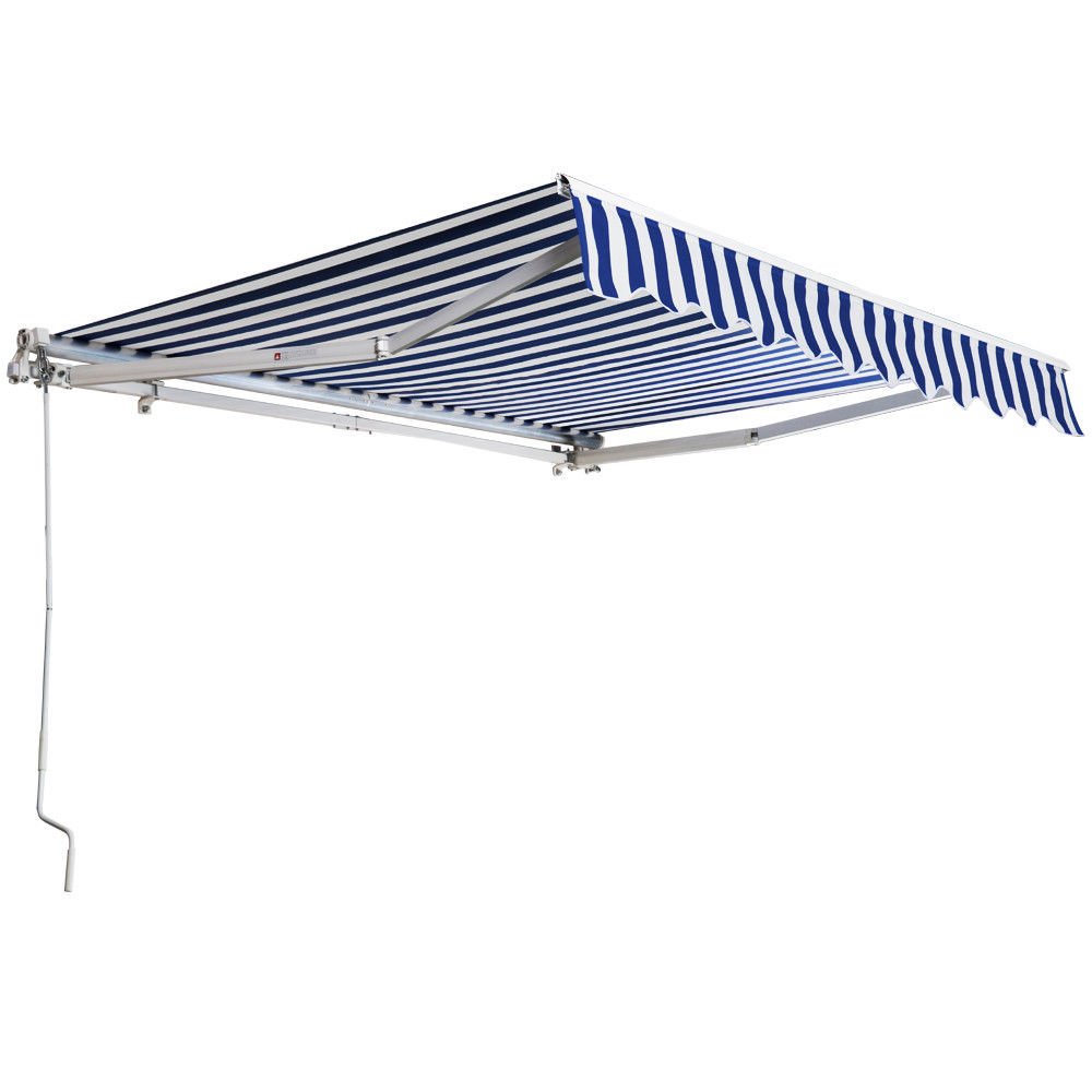 8.2' x 6.5' Retractable Patio Canopy - Manual Deck Awning Sunshade Shelter for Outdoor Garden, Backyard, Poolside & Camping Use