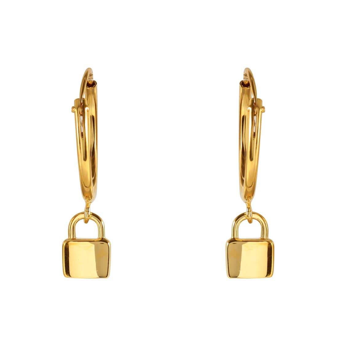 Gold Padlock Sleepers - Stylish and Secure Earrings for Women | Perfect for Parties, Weddings, and Everyday Wear
