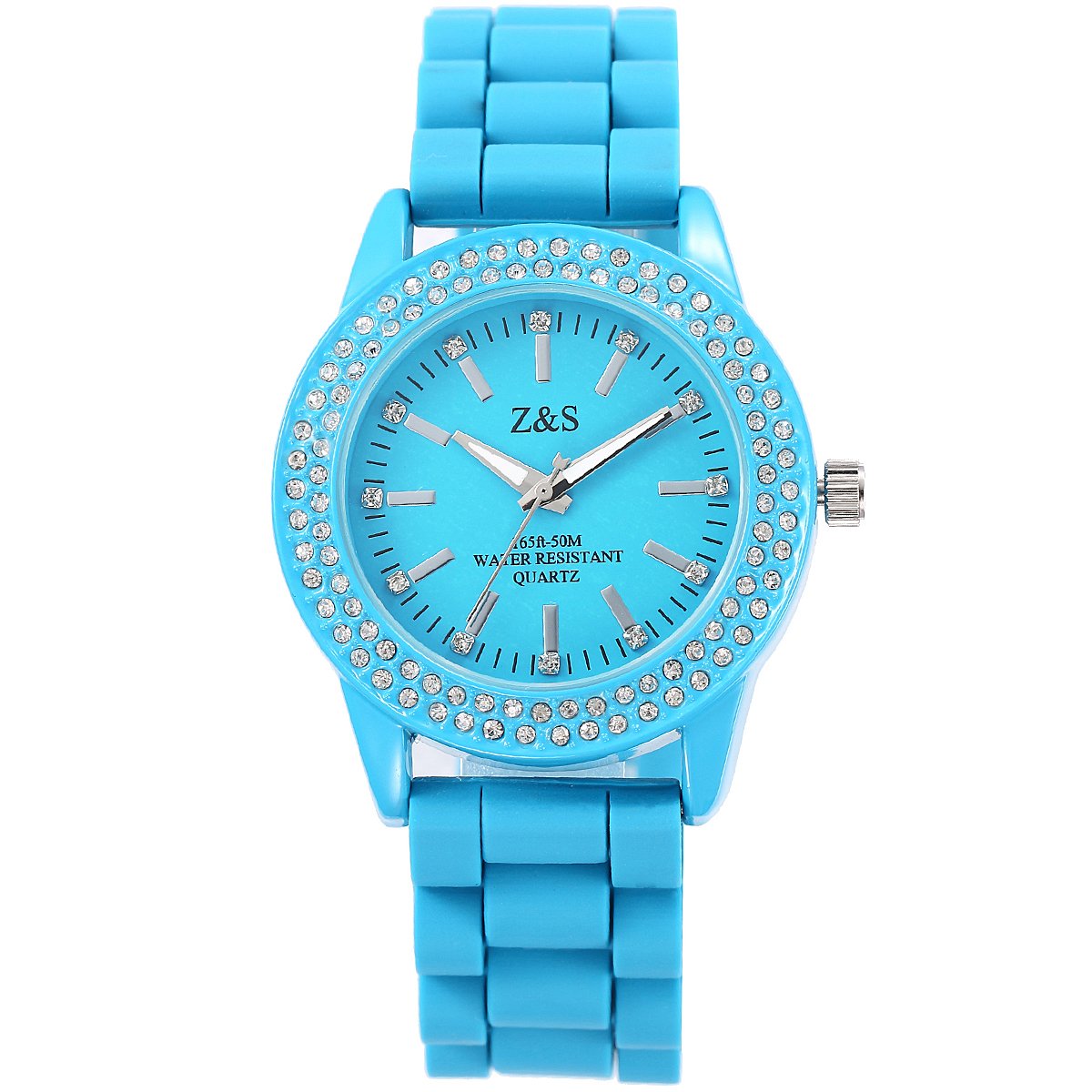 Elegant Z&S Analog Silicone Women's Watch with Rhinestones - Waterproof Fashion Wristwatch for Everyday Wear, Office & Special Occasions