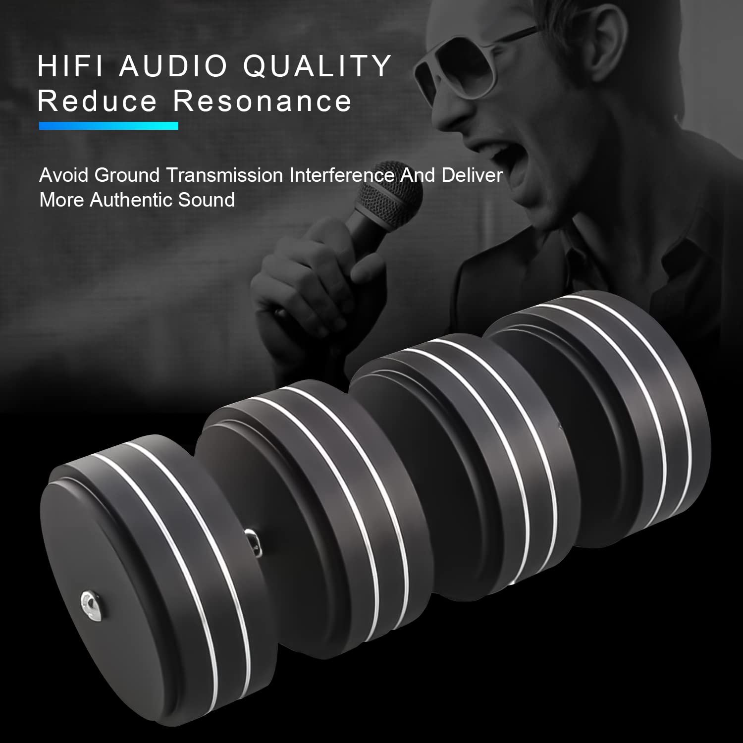 Tertullus 4 Pcs HiFi Speaker Feet - 58x22mm Aluminum Speaker Spikes & Isolation Pads for Amplifier, Turntable, Audio Player - Enhance Sound Quality for Home Theater & Studio Setup