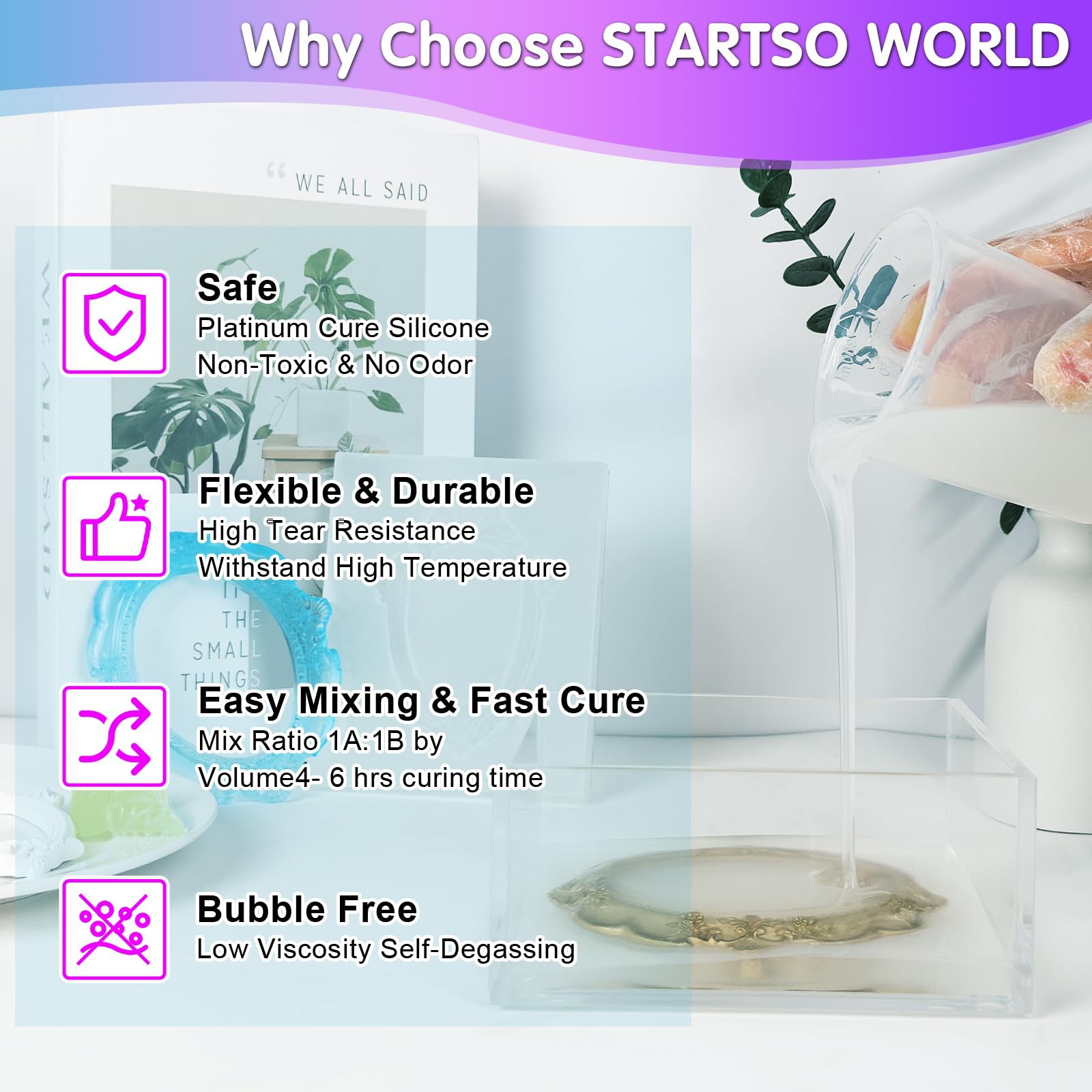 STARTSO WORLD 20A 10LB Jade Green Platinum Liquid Silicone Rubber Kit - Fast Curing Food Safe Silicone for Mold Making, Resin Casting, DIY Crafts, Soap Molds, Candle Making & Jewelry Making - Perfect for Artists, Makers & DIY Enthusiasts