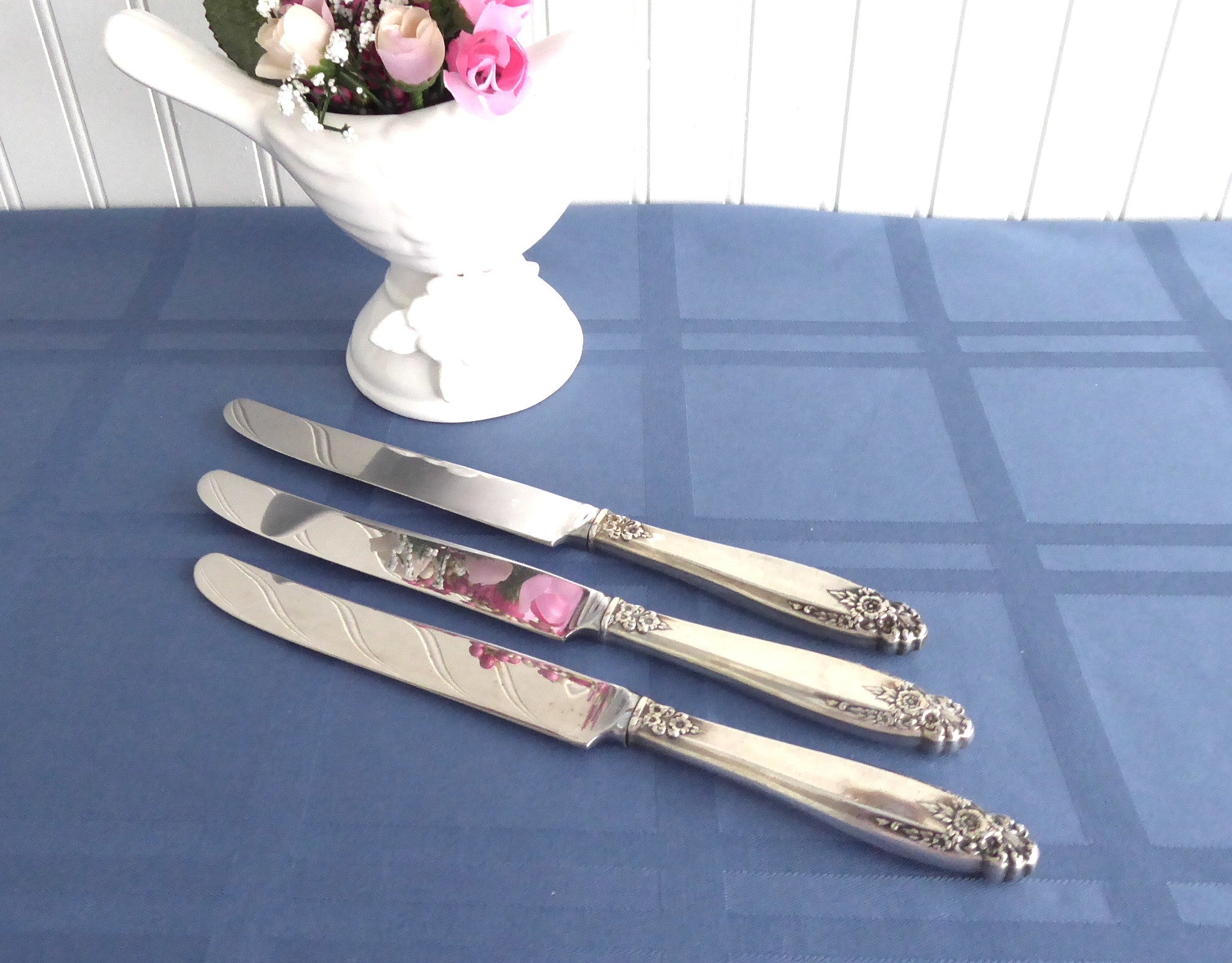 Vintage 1930s Sterling Silver 3-Piece Prelude French Dinner Knife Set - International Silver - Antique Flatware Collection - Perfect for Fine Dining, Wedding Gifts & Table Setting Decor