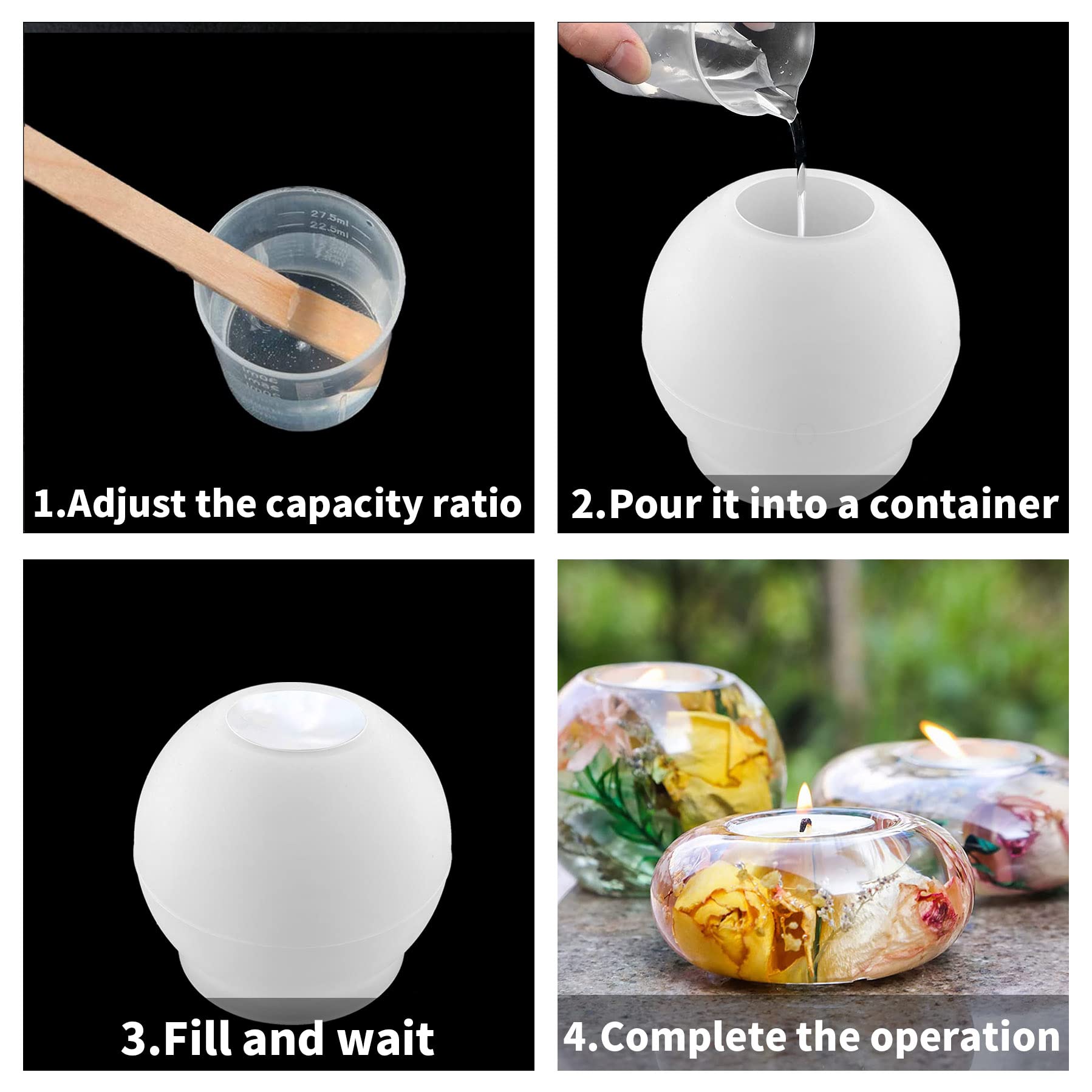 3Pcs Sphere Tealight Candle Holder Silicone Molds for DIY Resin Epoxy Crafts - Home Décor Centerpiece, Wedding Table Decorations, Coffee Table Display & Romantic Ambiance Lighting