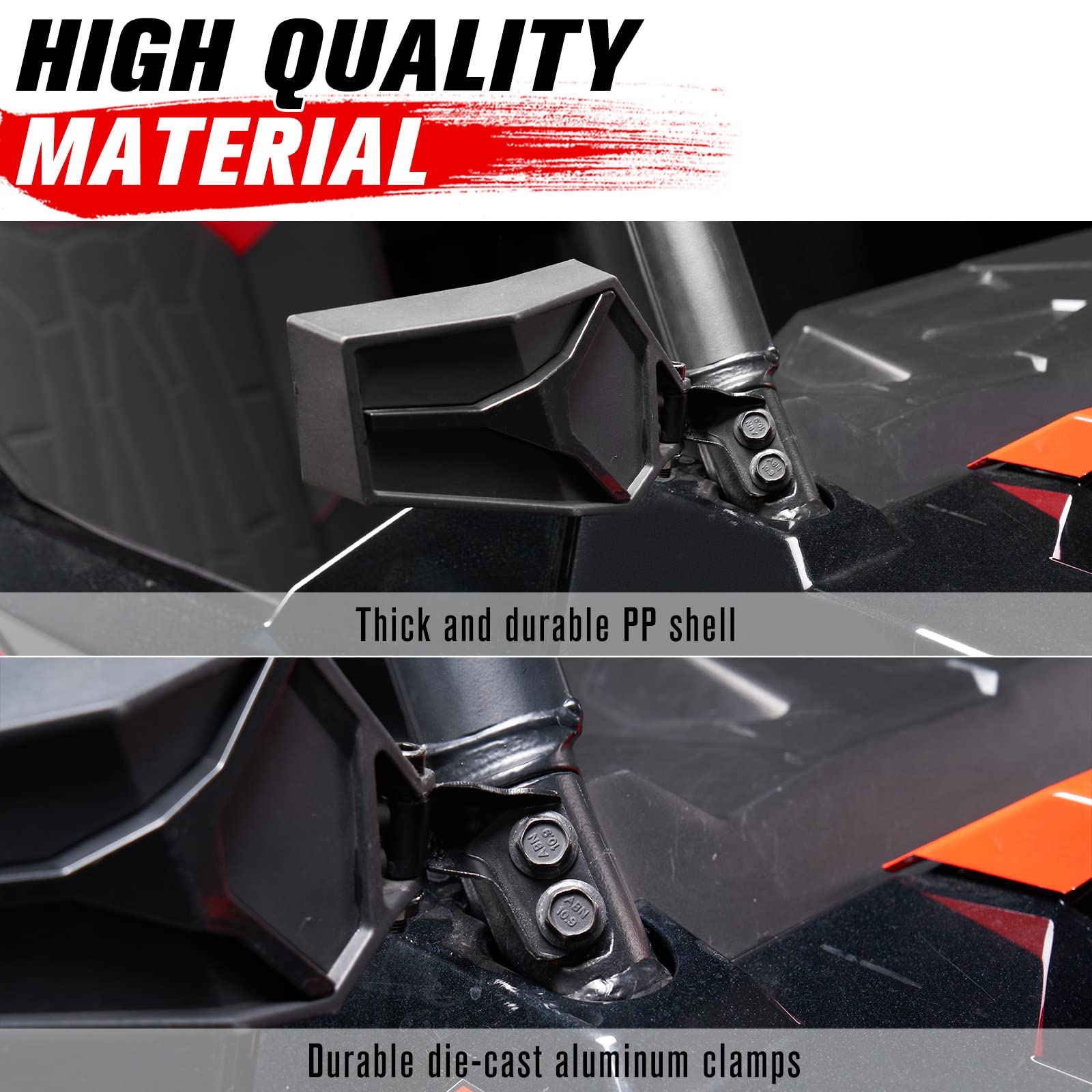 Polaris General 1000/4 1000 / XP 1000 / XP 4 1000 2016-2024 Adjustable Breakaway Folding Convex Side Rear View Mirrors - 2PCS UTV Accessories for Off-Roading & Trail Riding