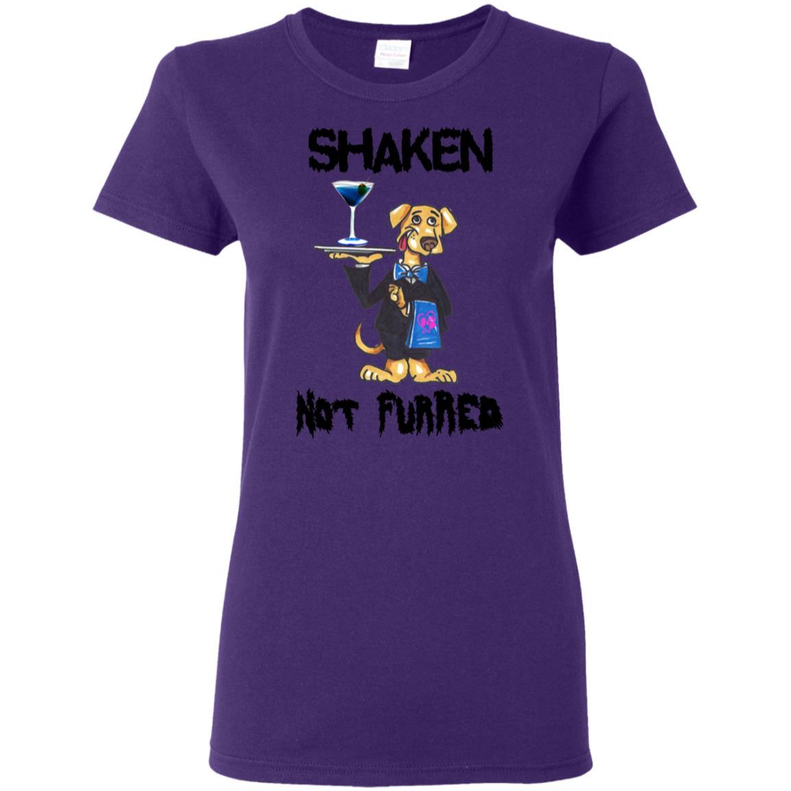 WineyBitches.Co Shaken Not Furred Women's 5.3 oz Cotton T-Shirt - Perfect for Casual Wear, Girls Night Out & Wine Tasting Events