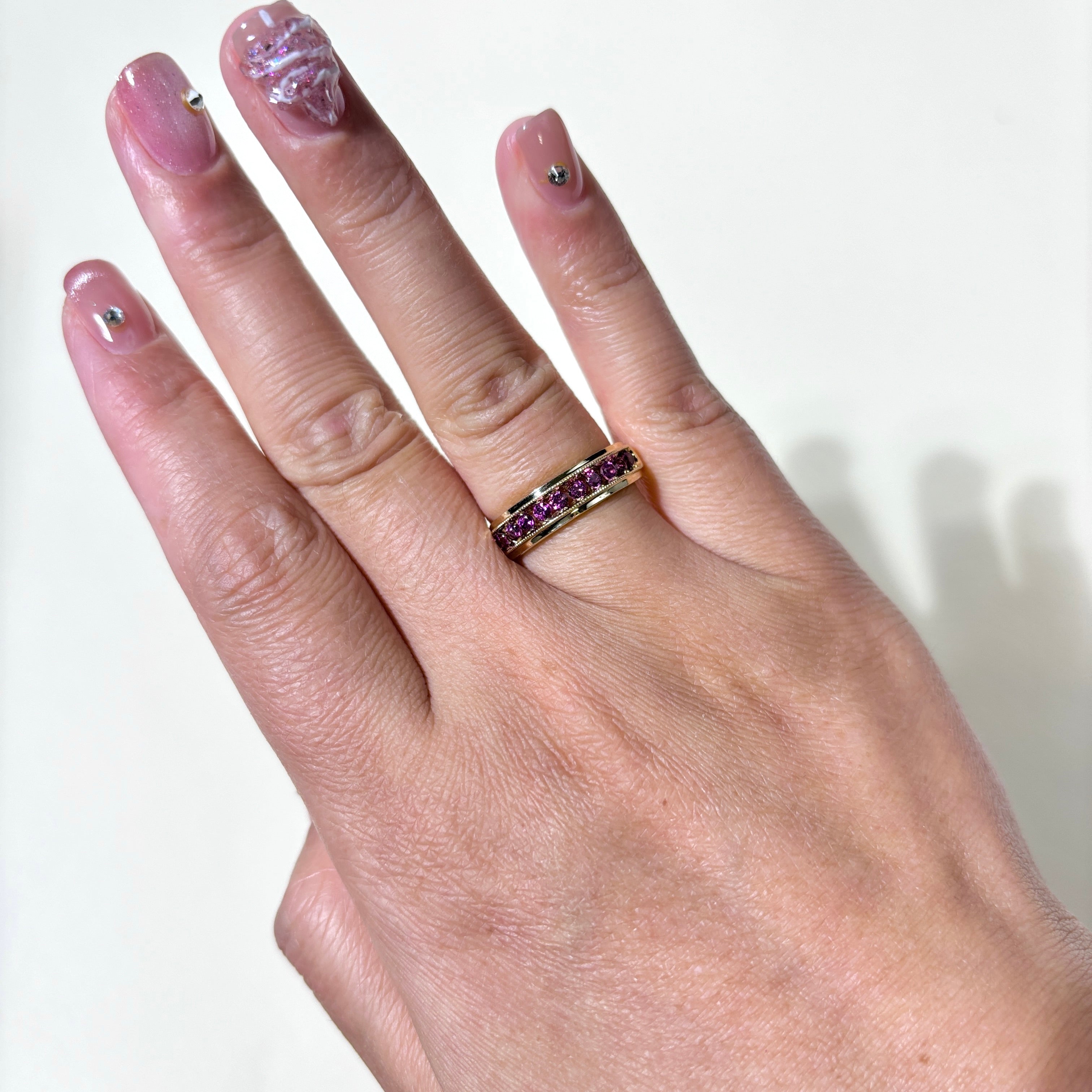 10K Yellow Gold Pink Tourmaline Ring for Women | 0.30ctw Natural Gemstone | Size 6.5 | Elegant Stackable Band for Everyday Wear, Anniversary Gift, or Special Occasion
