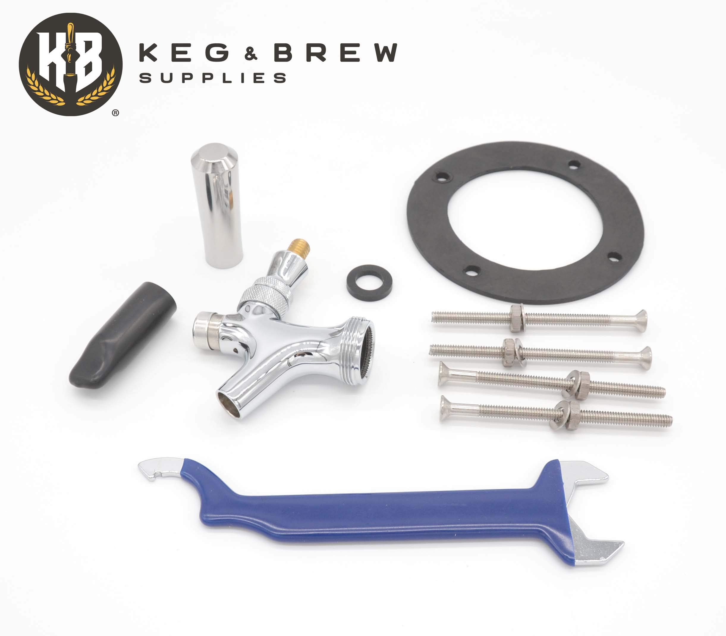 K&B Single Beer Faucet Kegerator Tower - Customizable Chrome Self-Closing Faucet with Stainless Steel Tap Handle - Perfect for Home Bars, Pubs, and Commercial Draft Beer Dispensing Systems