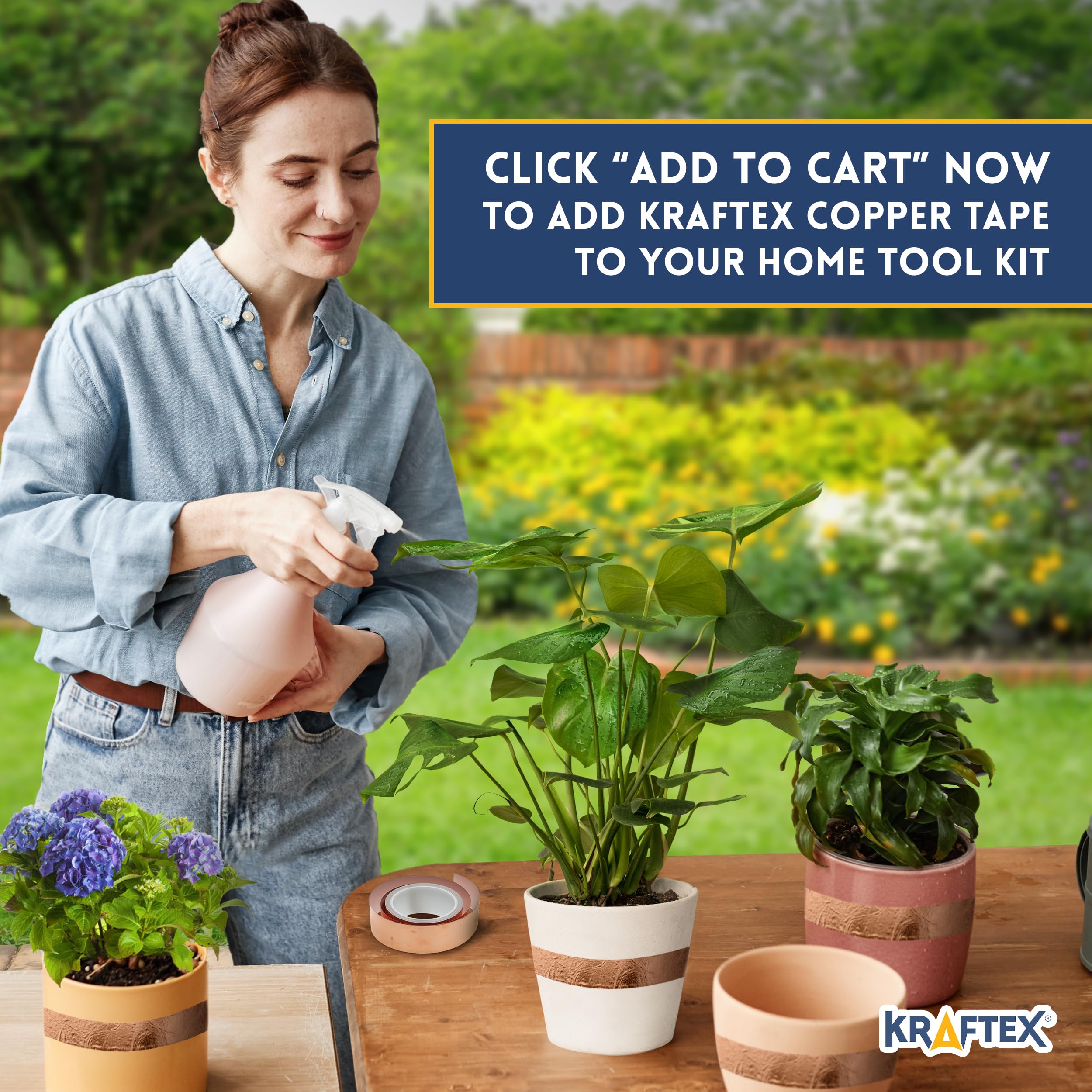 Premium Kraftex Copper Tape [1 Inch x 66ft] - Conductive Adhesive Copper Foil Tape for Stained Glass, Slug Repellent, Guitar Shielding & Faraday Cage Projects | DIY Crafts, Electronics Repair & EMI Protection