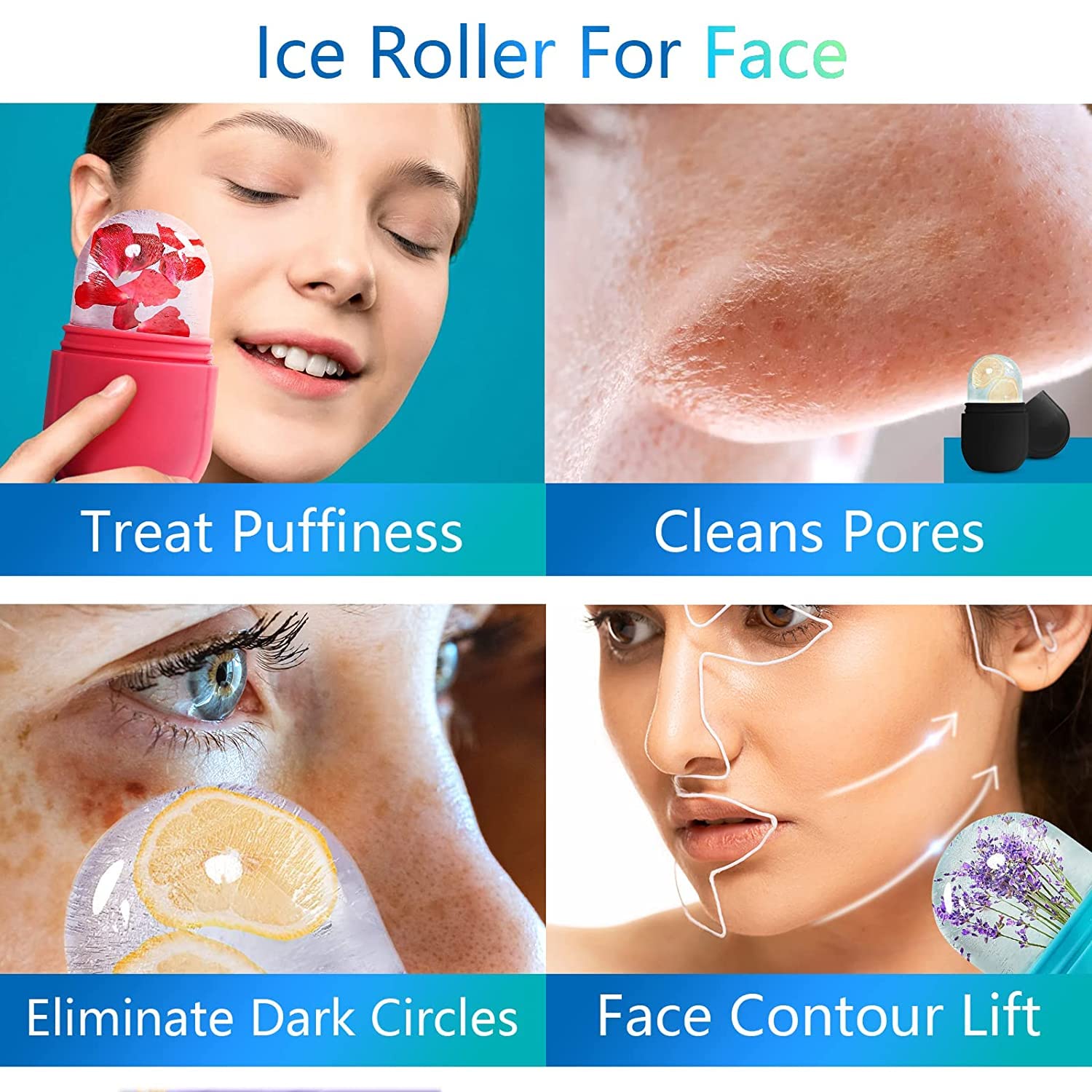 QONETIC Ice Roller for Face, Neck & Body – Reduce Puffy Eyes & Inflammation | Portable & Reusable Skincare Tool for Glowing Skin | Perfect for Post-Workout, Morning Routine & Travel