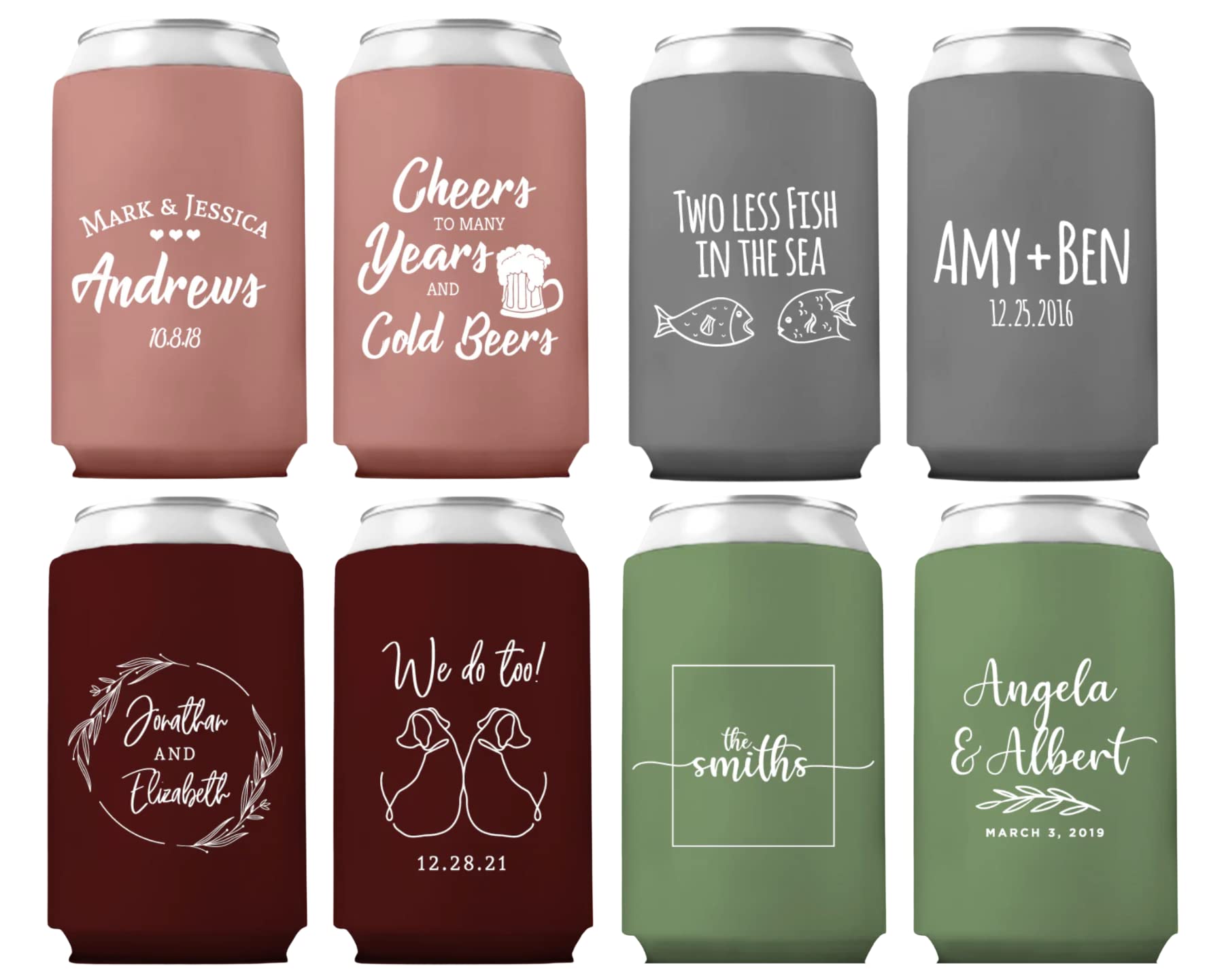 Custom Wedding Can Coolers 100-Pack - Personalized Wedding Favors & Drink Sleeves for Guests - Bulk Insulated Beverage Coolies (Set of 100) - Perfect for Outdoor Weddings, Bridal Showers & Summer Parties