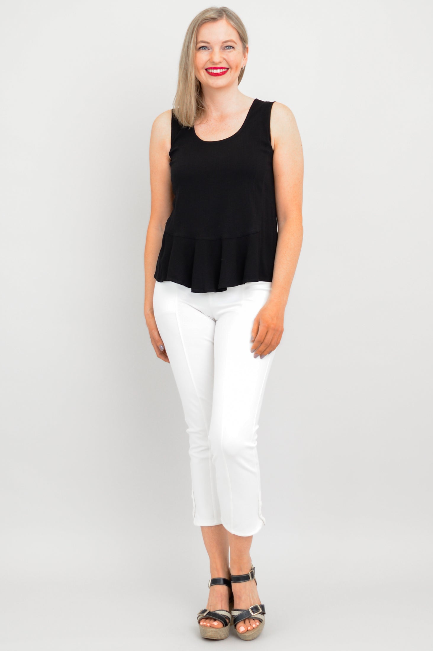 Ginny Tank Top - Black Linen Bamboo Blend - Women's Casual Summer Tops for Beach & Everyday Wear