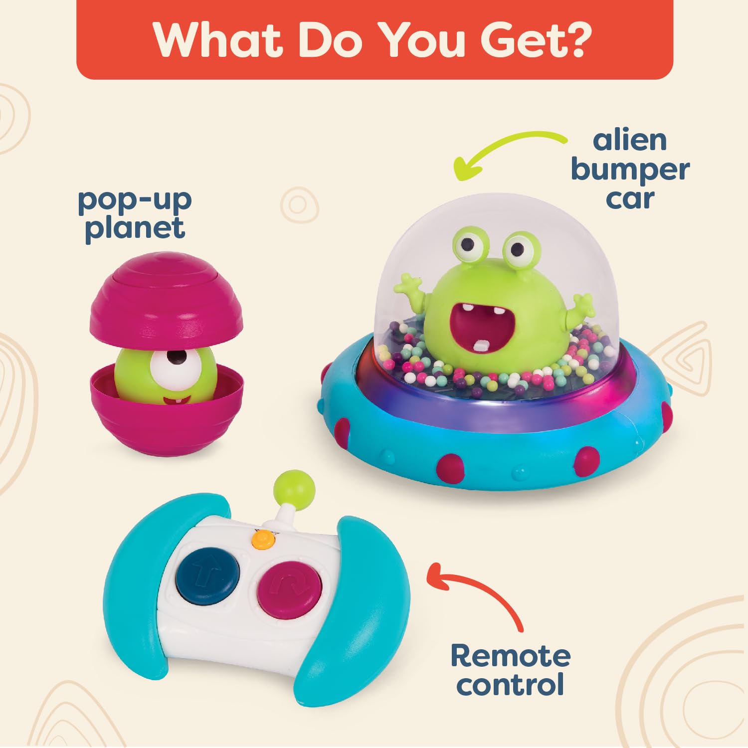 B. Toys Remote Control Car - RC Spaceship Toy Bumper Car with Lights & Sounds for Toddlers & Kids 12+ Months - Interactive Space Vehicle for Indoor & Outdoor Play - Perfect Birthday Gift for Boys & Girls