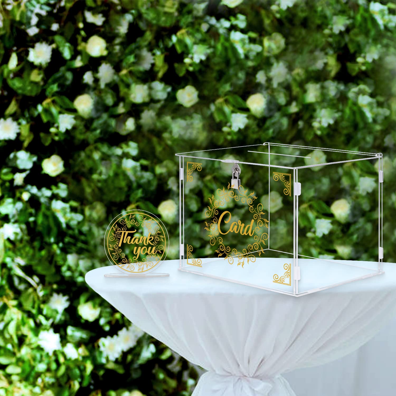 Ywlake Clear Acrylic Wedding Card Box with Lock & Slot - Secure Money Gift Holder for Reception, Anniversary, Birthday, Baby Shower - Perfect for Guest Cards, Cash Gifts & Envelopes at Special Events