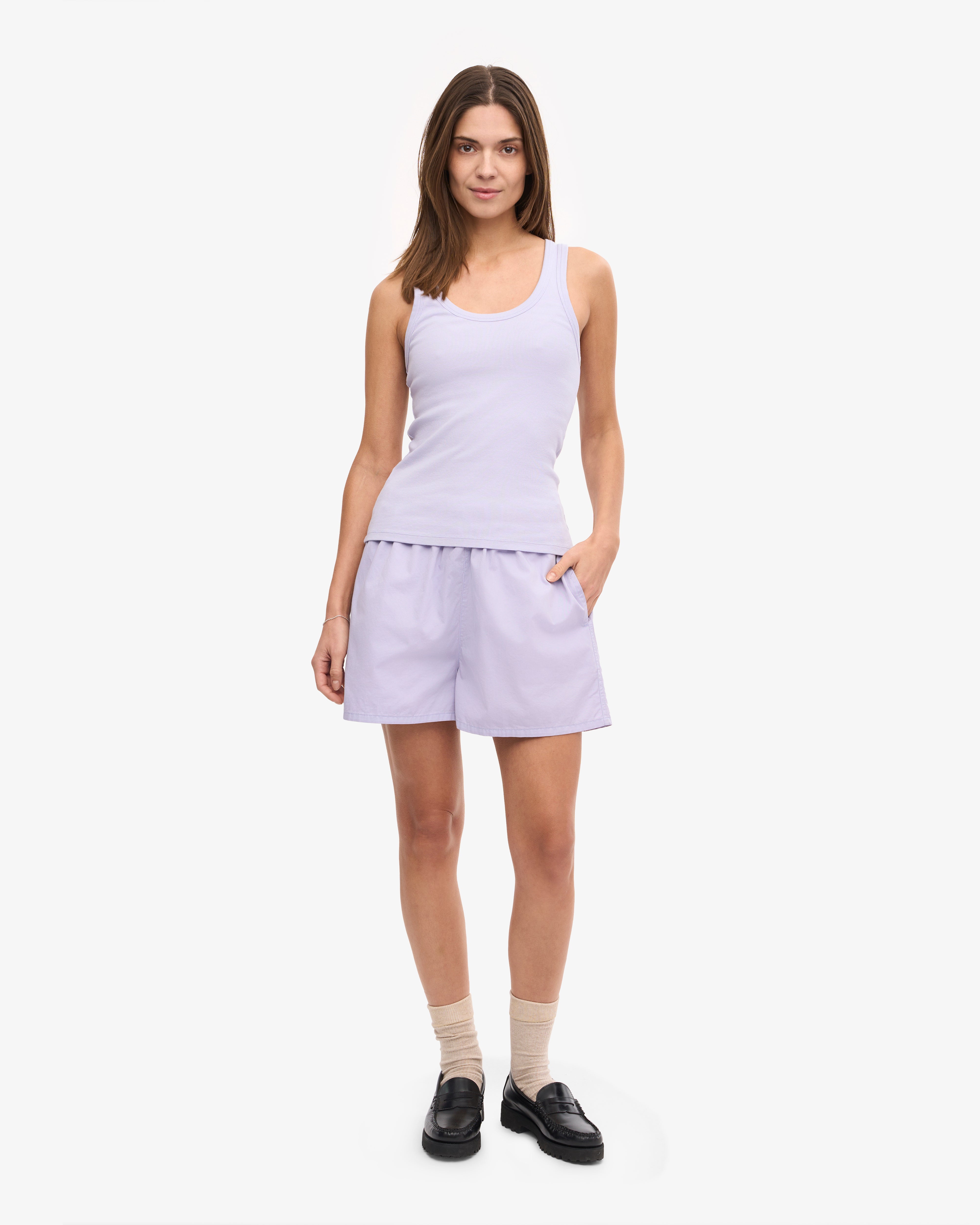 Organic Cotton Ribbed Tank Top for Women - Soft Lavender | Comfortable Summer Casual Wear & Yoga Outfit