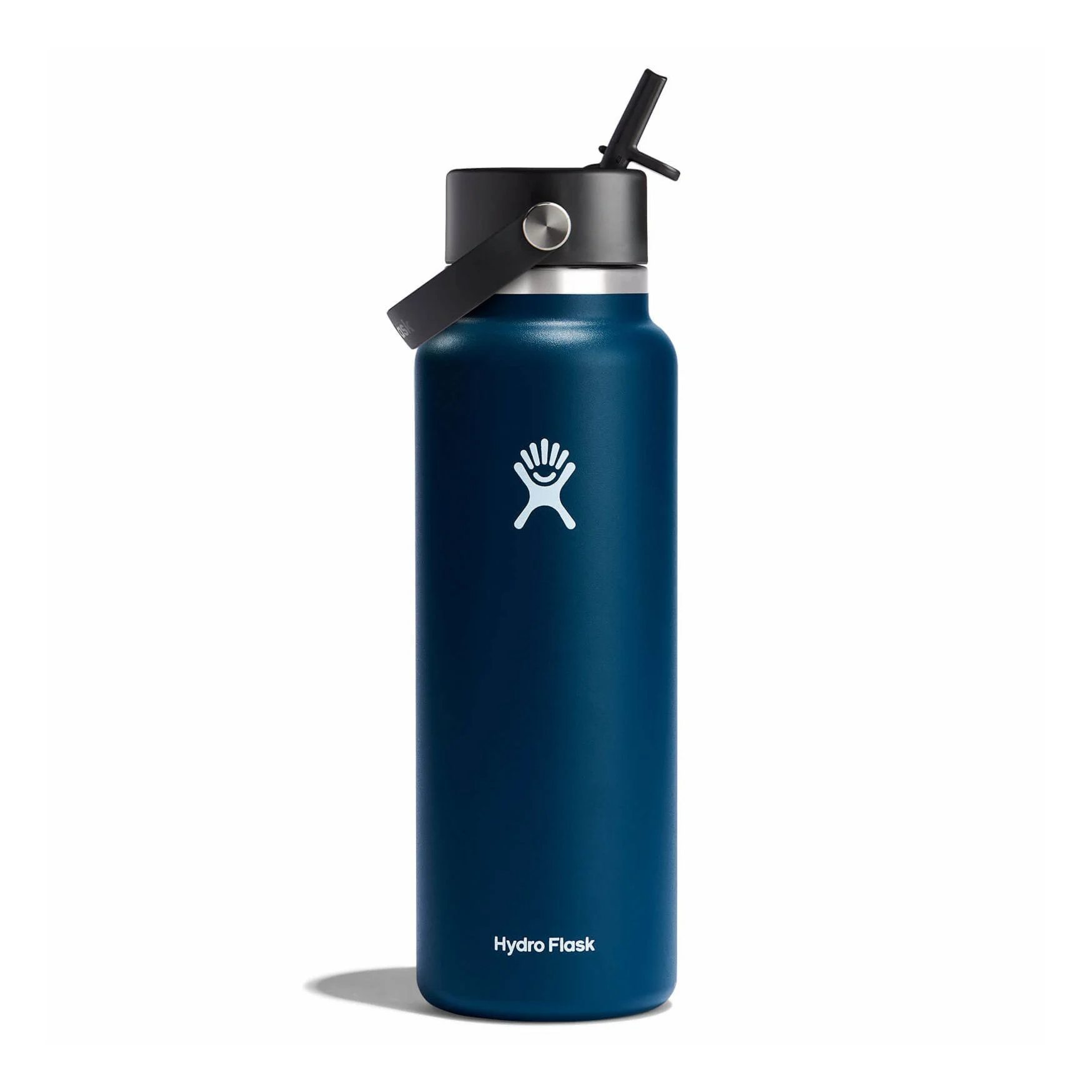 40 oz Wide Mouth Water Bottle with Flex Straw Cap - Insulated Stainless Steel for Gym, Hiking & Outdoor Activities