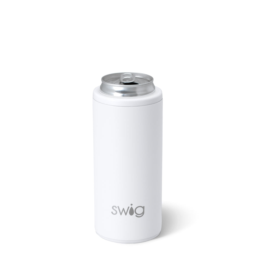 Premium White Skinny Can Cooler for 12oz Cans - Insulated Beer Soda Can Holder for Camping, Beach & Outdoor Parties