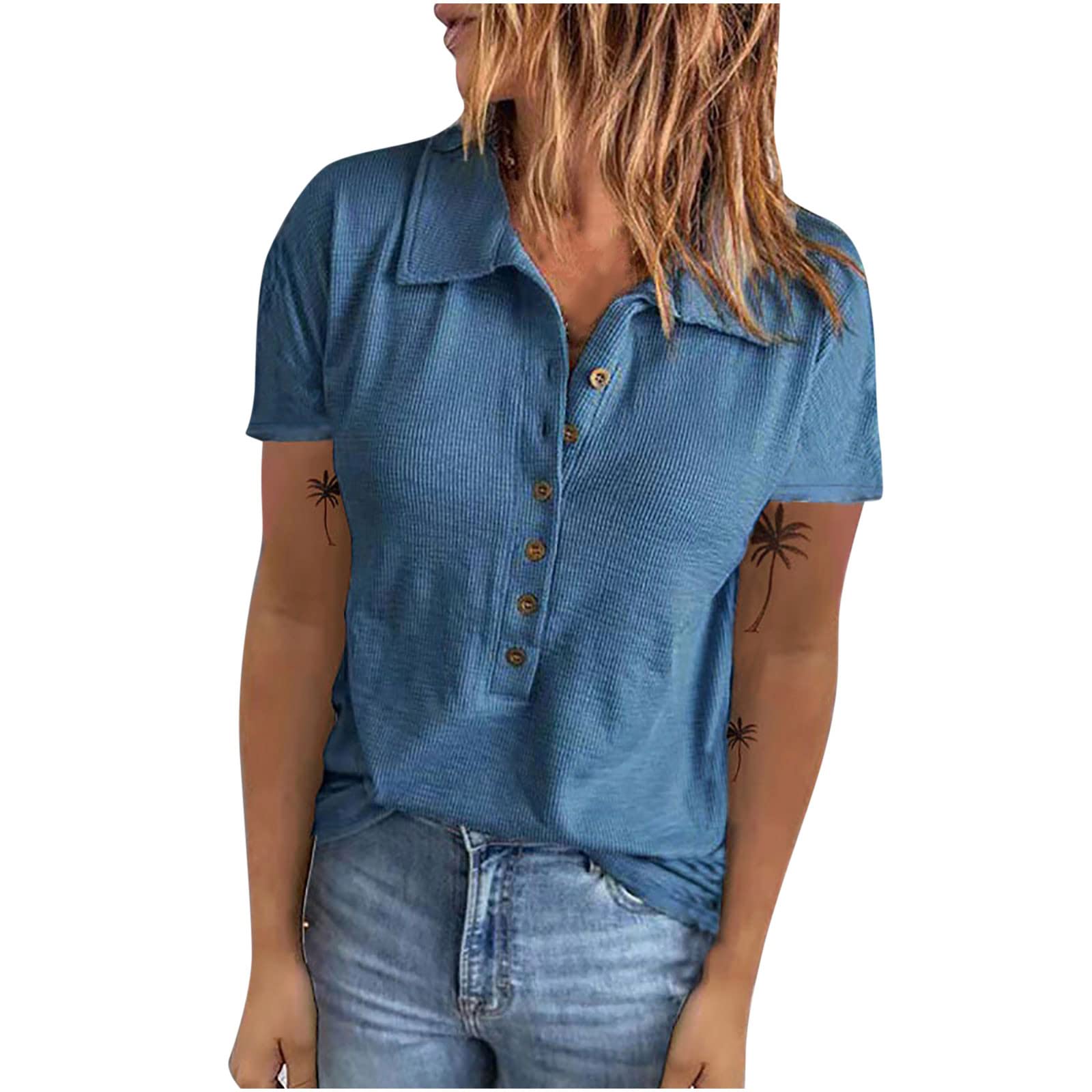 Women's Short Sleeve Turtleneck Button Down Tops - Casual Summer & Fall Blouse for Work, Dating & Everyday Wear | Fashionable Comfort Fit for Women