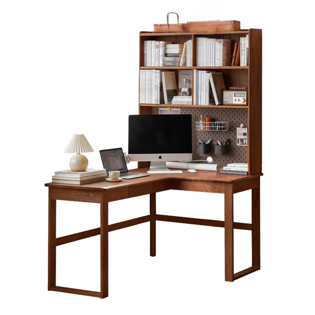 55.1x47.2x74.4 inch / 140x120x189 сm / walnut color / Oak right corner desk and shelf