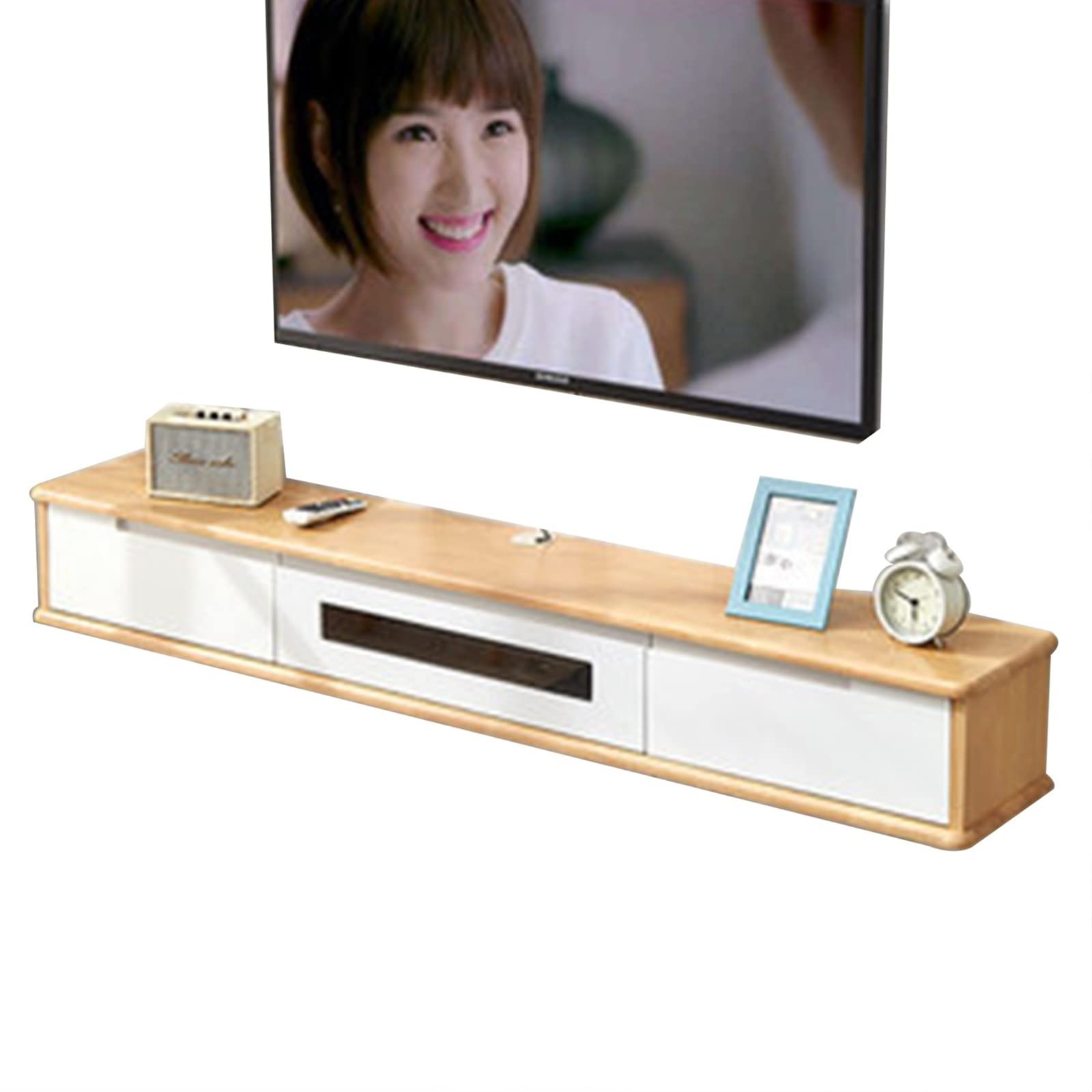 Floating TV Stand Wall Mounted - Modern Media Console for TV, WiFi Router, DVD, PS4, Cable Box & Game Console Storage | Space-Saving Entertainment Center for Living Room, Bedroom & Home Theater