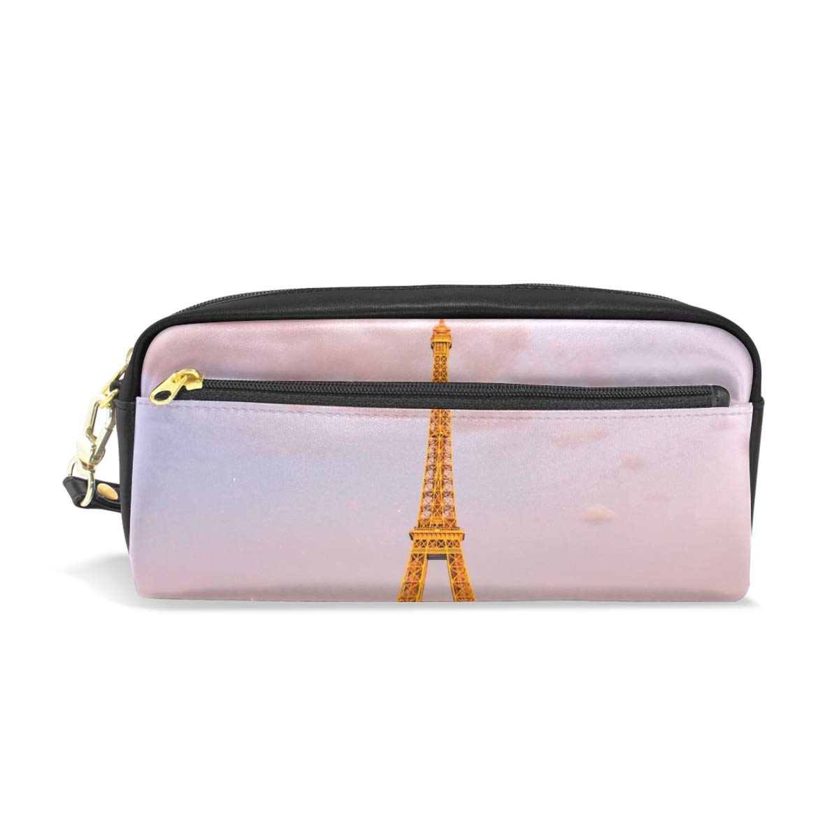 MUOOUM Gold Paris Eiffel Tower Pencil Case - Stylish Pen Holder for School, Travel & Makeup | Kids Cosmetic Pouch & Organizer for Backpack, Office & Daily Use