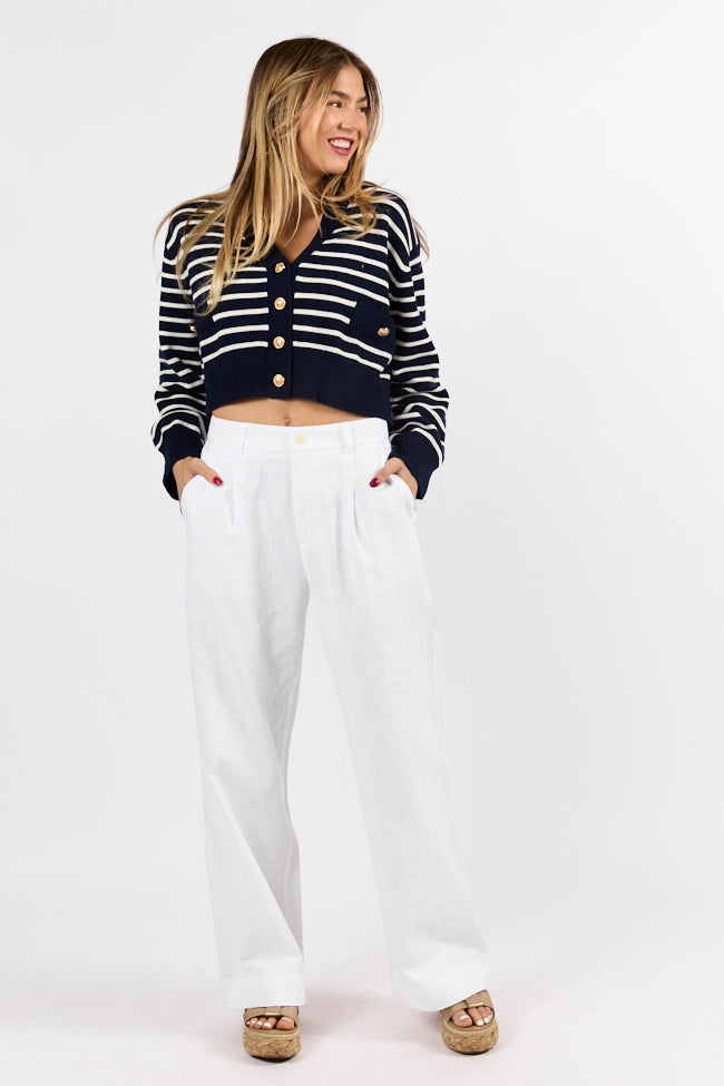 Day Off Ivory Linen Blend Pants for Women - Comfortable Casual Wide Leg Trousers - Perfect for Summer, Beach, and Vacation Outfits