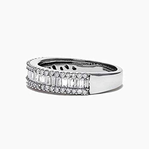 925 Sterling Silver Shiny Full Diamond Ring Cubic Zirconia Half Rings CZ Diamond Multi Row Eternity Band - Elegant Engagement & Wedding Ring for Women (Size 8) | Perfect for Anniversaries, Proposals & Special Occasions
