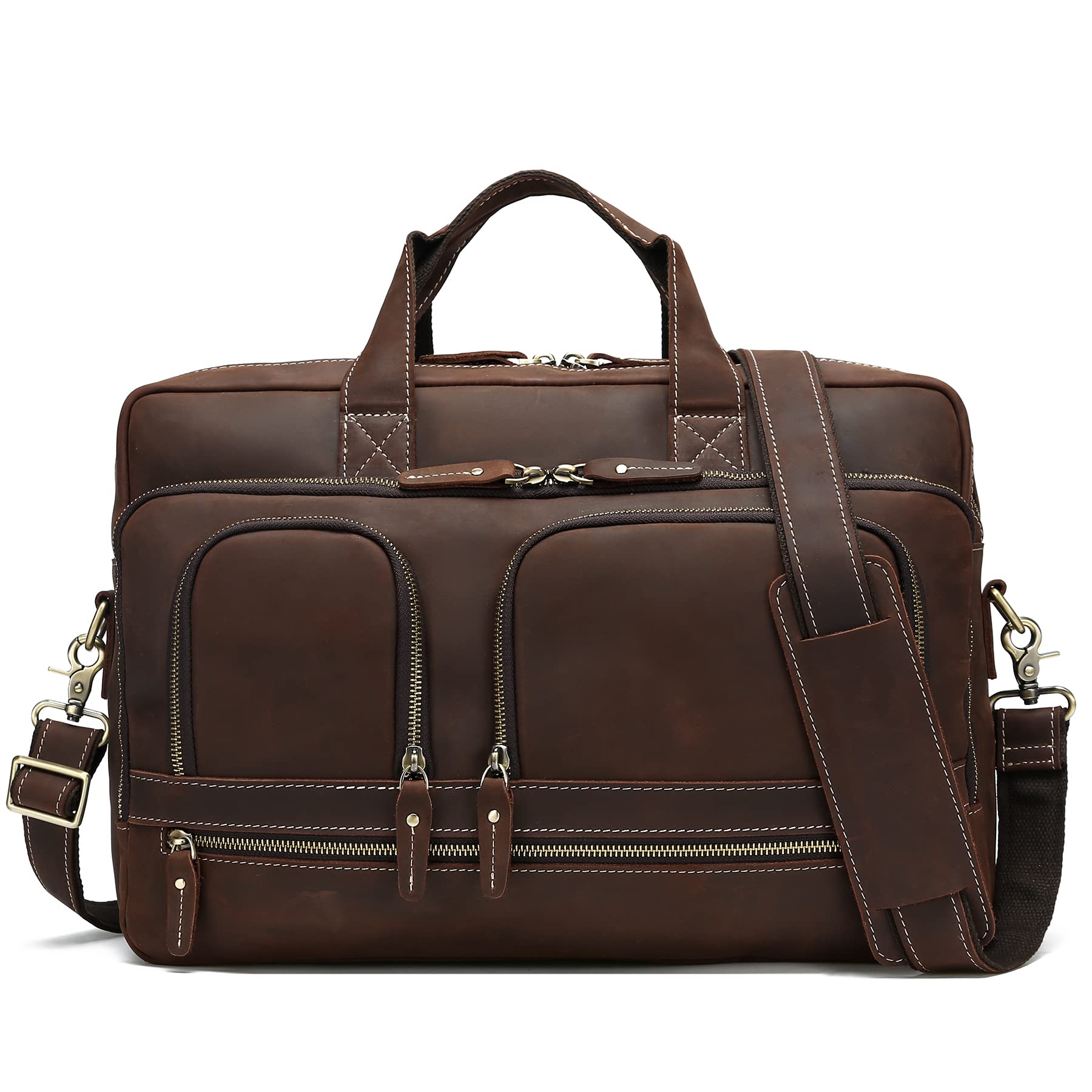 Vintage Genuine Leather Messenger Bag for Men - Business Briefcase with Laptop Compartment Fits Up to 17 Inch - Perfect for Office, Work, Travel & Daily Commute