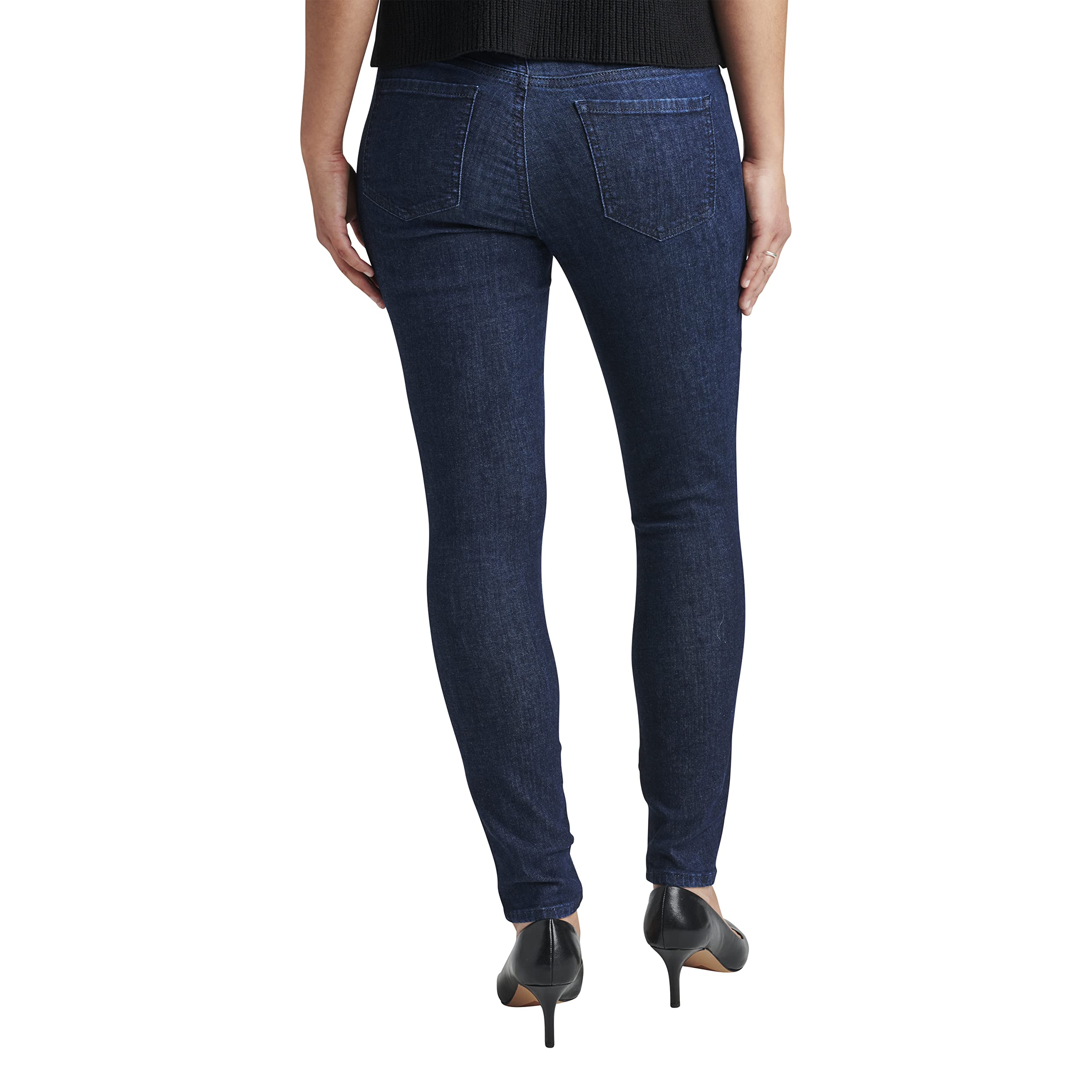 JAG Jeans Women's Petite Nora Mid Rise Skinny Pull-on Jeans - Ink Wash - Size 14P - Comfortable Stretch Denim Pants for Work, Casual & Everyday Wear