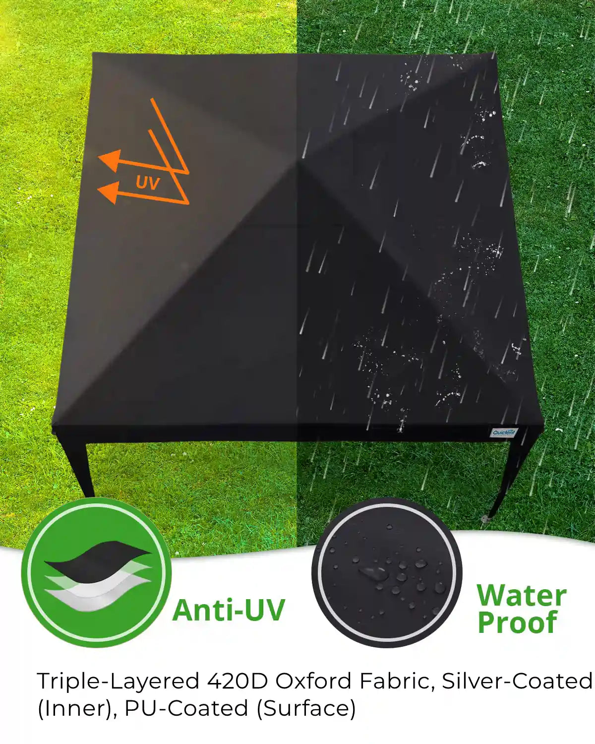 10'x10' Upgraded Pop Up Canopy Tent with Sidewalls - Waterproof Outdoor Shelter for Camping, Beach, Picnics & Backyard Parties